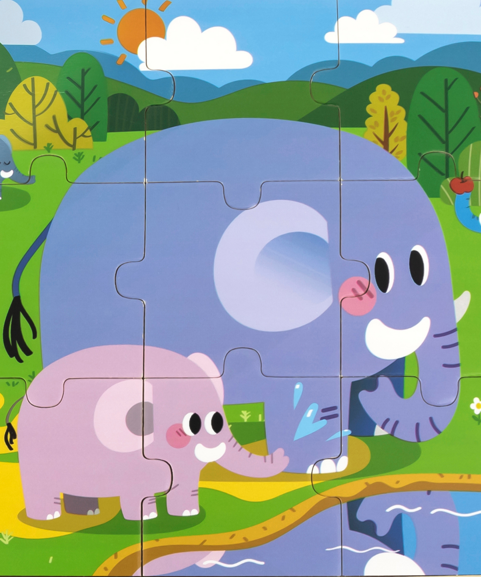 Viga Elephant, 9 Piece Jigsaw Puzzle, Montessori Wooden Toy, Develops Sensory, Cognitive & Fine Motor Skills, Non-Toxic & Eco-friendly Kids Educational Toy, Suitable for Boys and Girls Aged 18M+