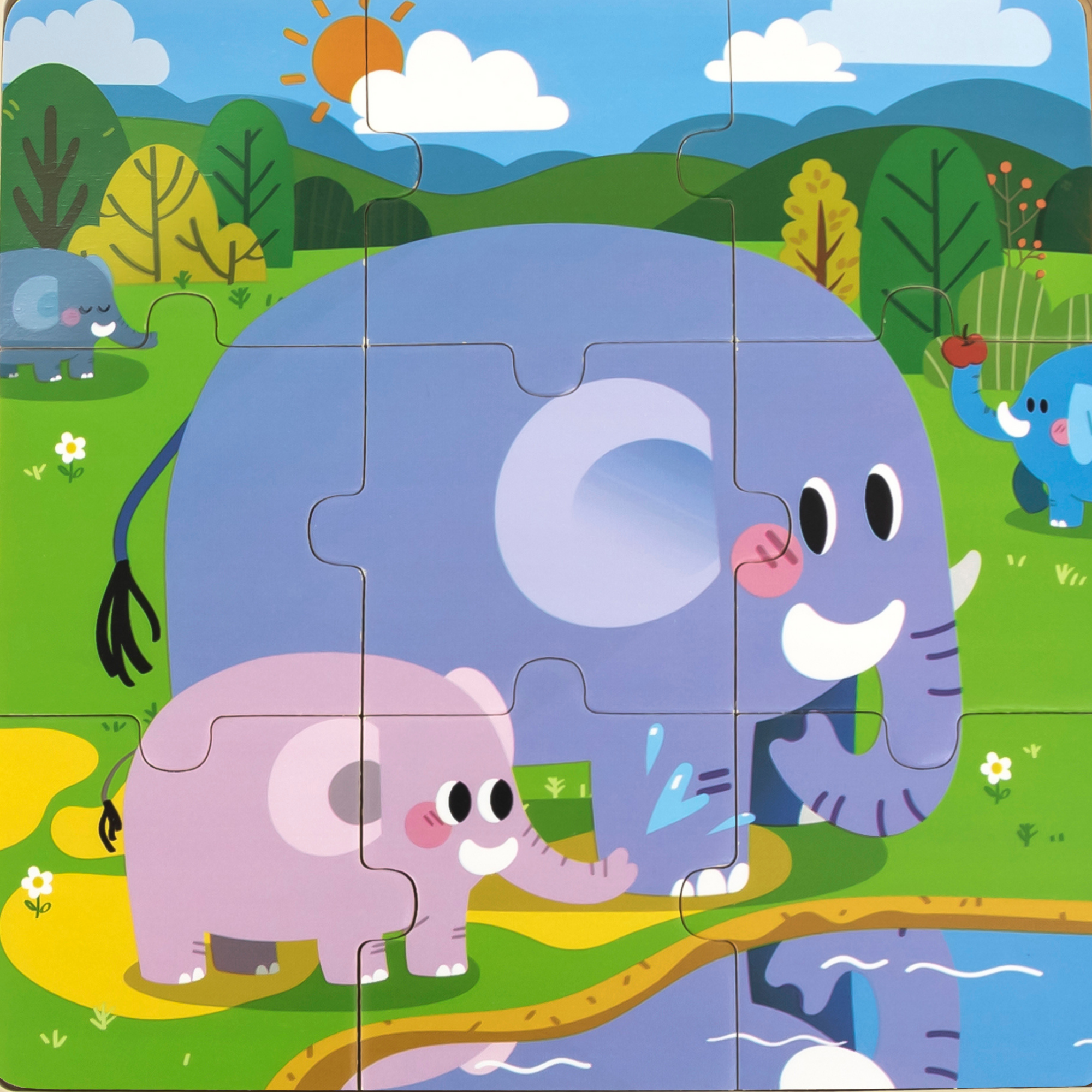 Viga Elephant, 9 Piece Jigsaw Puzzle, Montessori Wooden Toy, Develops Sensory, Cognitive & Fine Motor Skills, Non-Toxic & Eco-friendly Kids Educational Toy, Suitable for Boys and Girls Aged 18M+