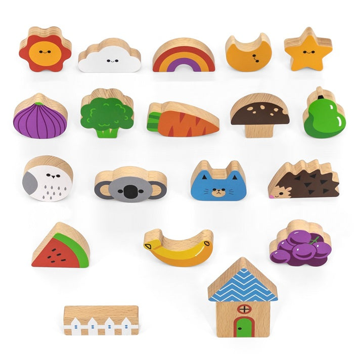 Viga Touch & Find, 20 Piece Matching Puzzle, Montessori Wooden Toy, Develops Sensory, Cognitive & Fine Motor Skills, Non-Toxic & Eco-friendly Kids Educational Toy, Suitable for Children Aged 3Y+