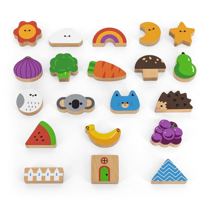 Viga Touch & Find, 20 Piece Matching Puzzle, Montessori Wooden Toy, Develops Sensory, Cognitive & Fine Motor Skills, Non-Toxic & Eco-friendly Kids Educational Toy, Suitable for Children Aged 3Y+