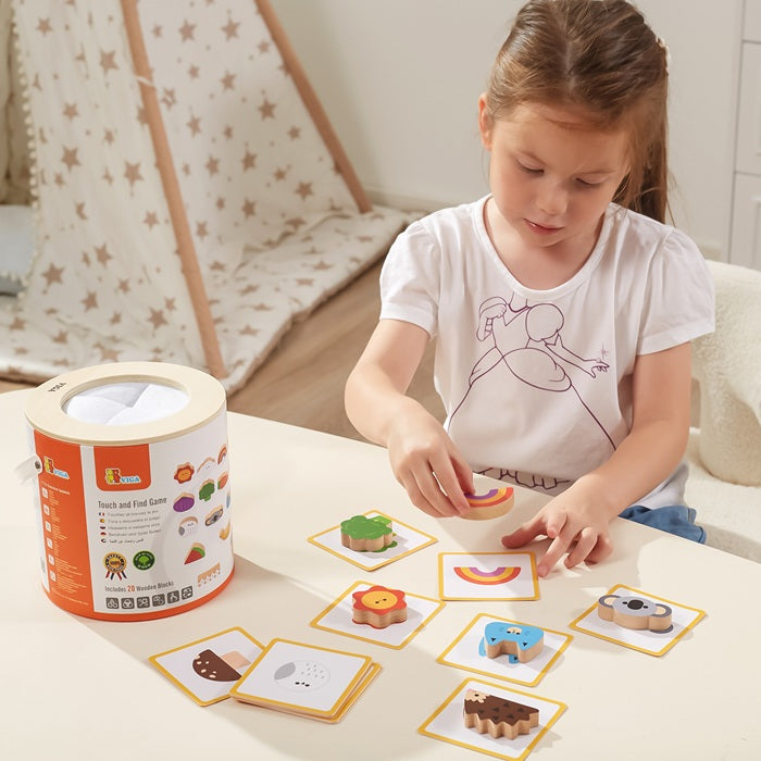 Viga Touch & Find, 20 Piece Matching Puzzle, Montessori Wooden Toy, Develops Sensory, Cognitive & Fine Motor Skills, Non-Toxic & Eco-friendly Kids Educational Toy, Suitable for Children Aged 3Y+