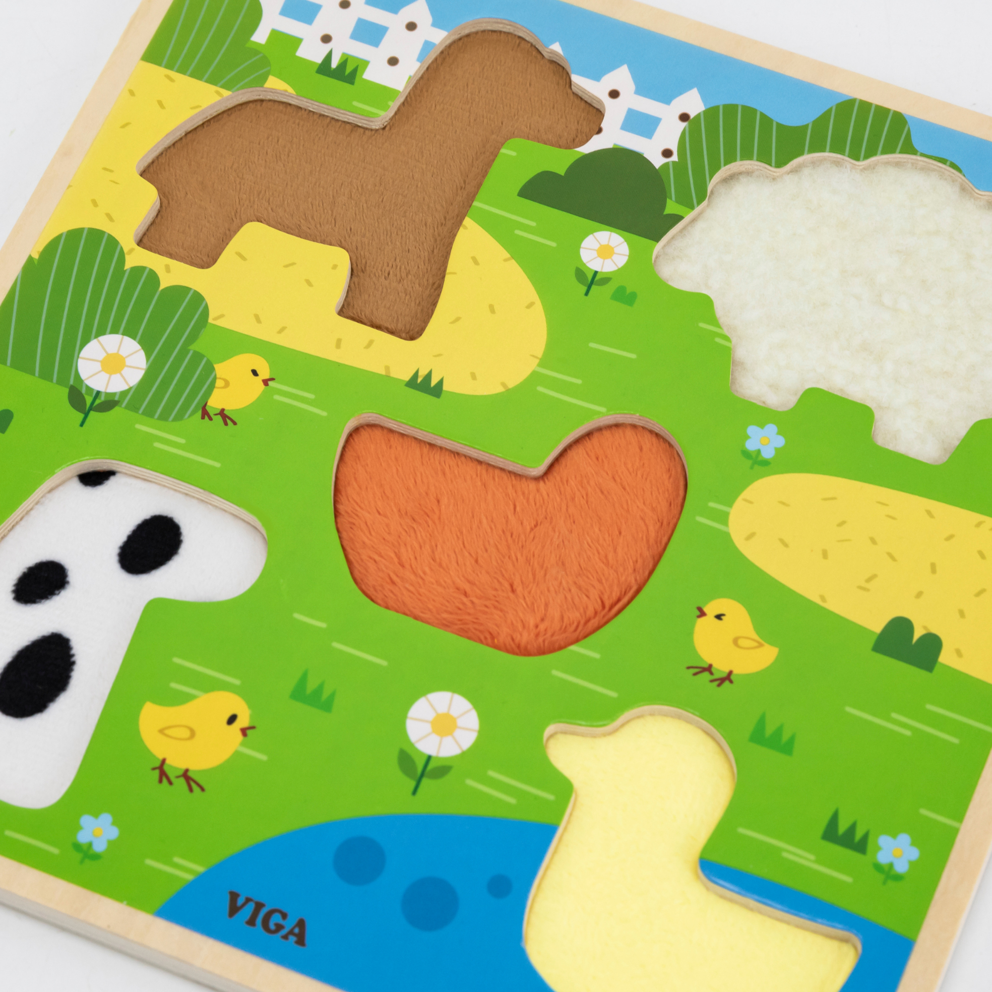 Viga Farm, 5 Piece Block Puzzle, Montessori Wooden Toy, Develops Sensory, Cognitive & Fine Motor Skills, Non-Toxic & Eco-friendly Kids Educational Toy, Suitable for Boys and Girls Aged 18M+