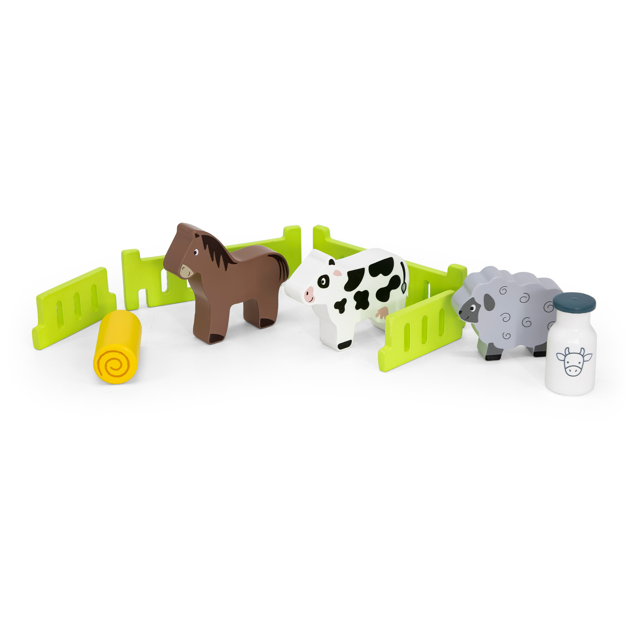 VIGA Farm Tractor Wooden Toy with Animals and Trailer  Educational Roleplay Set for Toddlers and Preschoolers