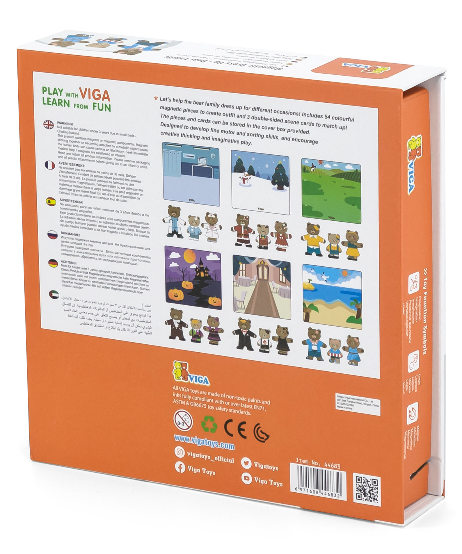 VIGA Magnetic Dress Up Bear Family Toy  Educational Magnetic Puzzle with 54 Pieces for Creative Role Play