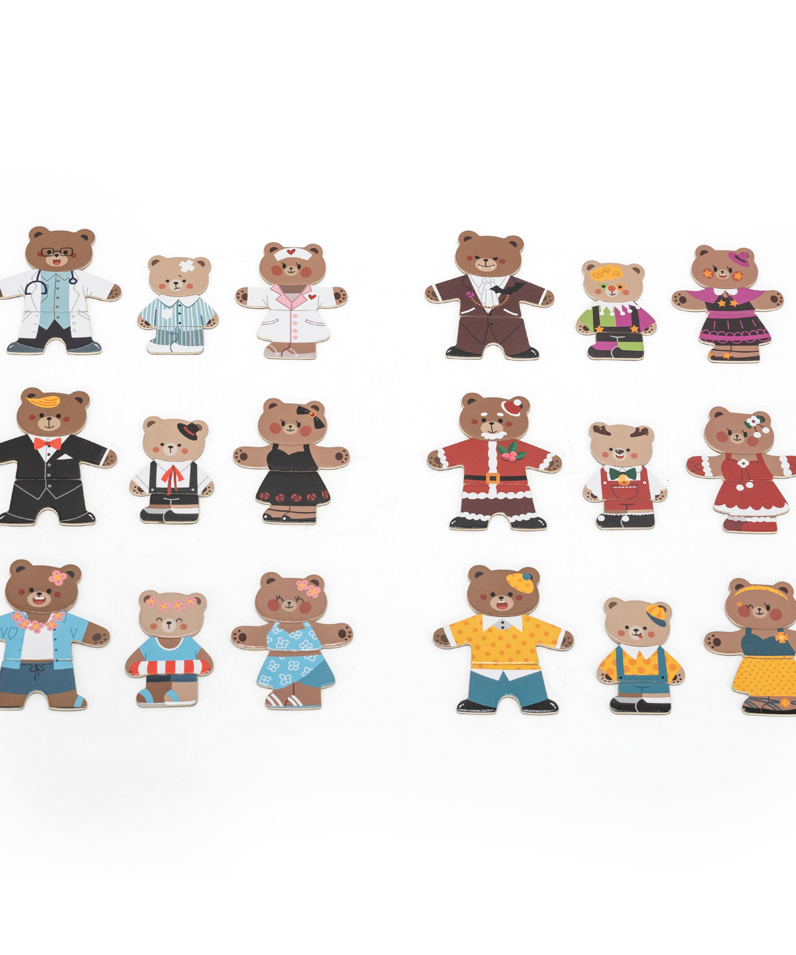 VIGA Magnetic Dress Up Bear Family Toy  Educational Magnetic Puzzle with 54 Pieces for Creative Role Play