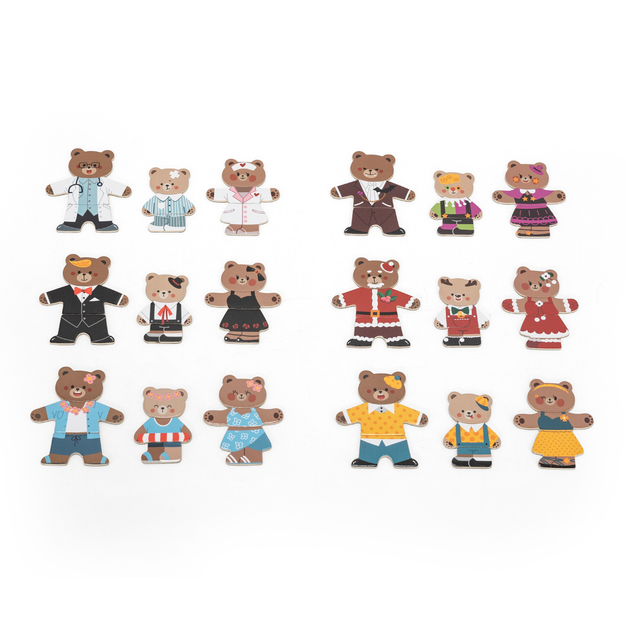 VIGA Magnetic Dress Up Bear Family Toy  Educational Magnetic Puzzle with 54 Pieces for Creative Role Play