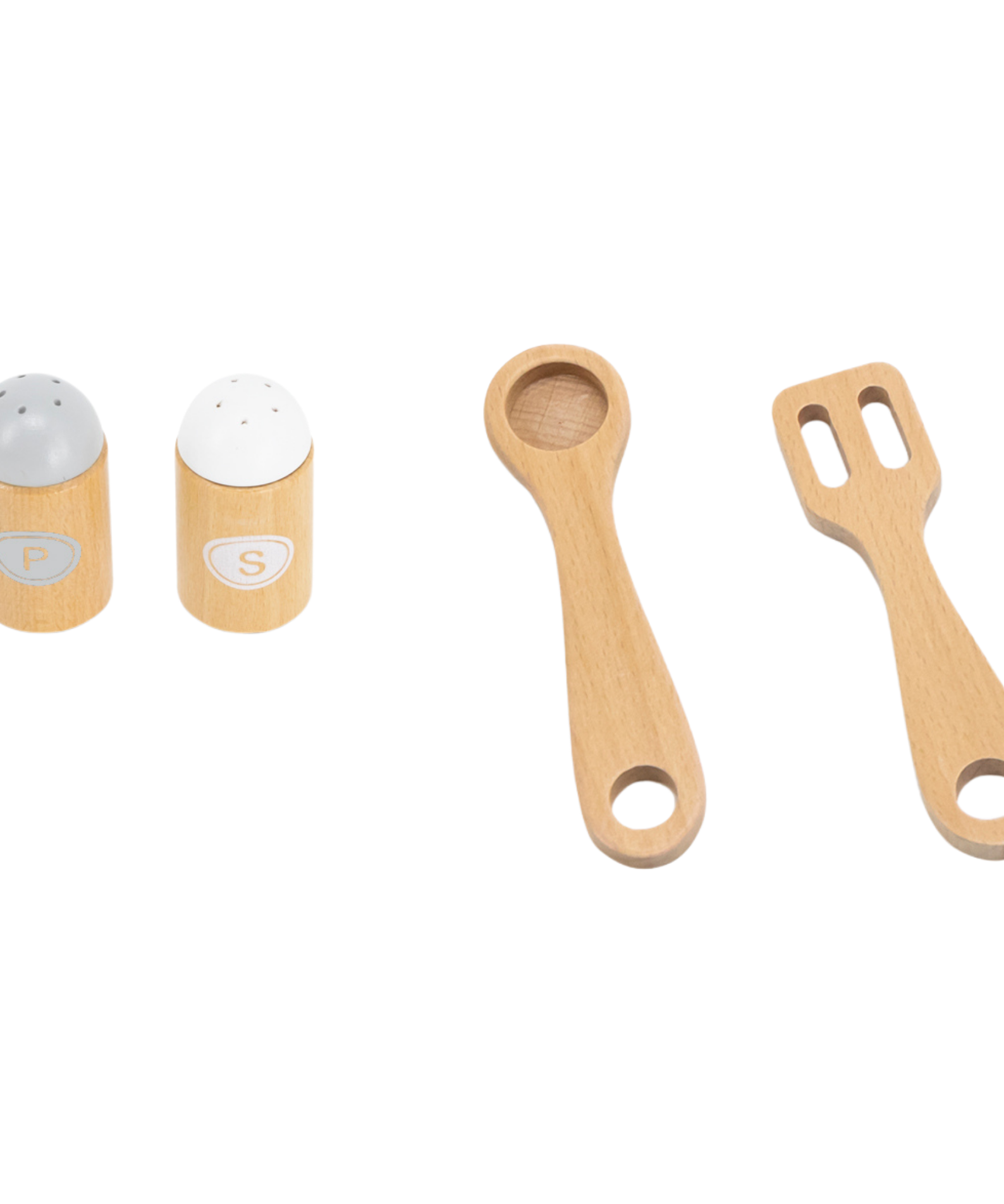 VIGA Wooden Cooking Tool Set - Grey for Kids Ages 3 and Up  Roleplay Kitchen Accessories for Early Learning and Creative Play