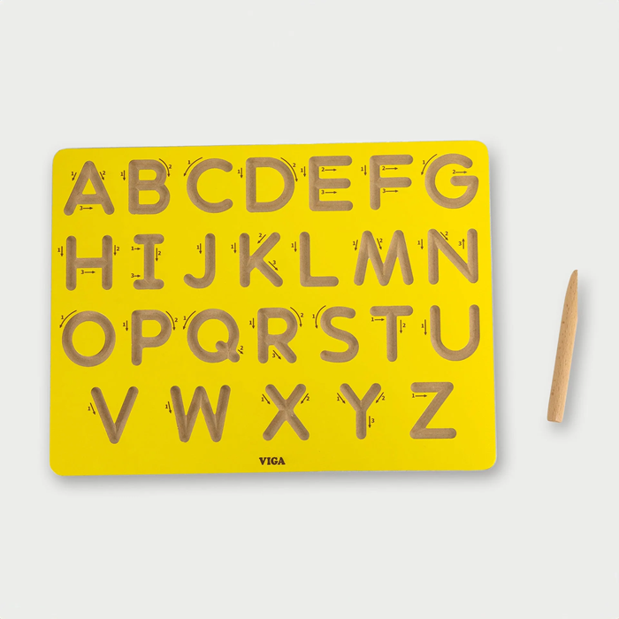 VIGA Wooden Uppercase Alphabet Tracing Board | Educational Toy for Kids Age 3+