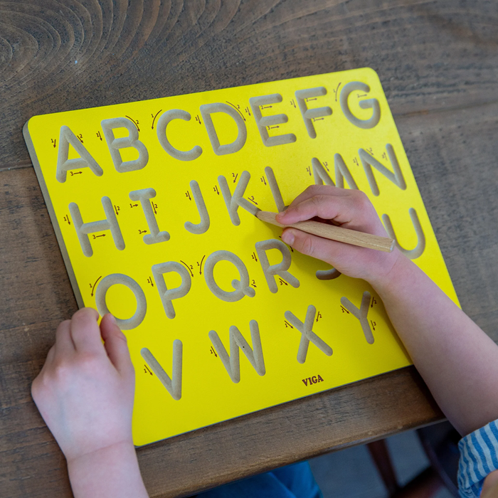 VIGA Wooden Uppercase Alphabet Tracing Board | Educational Toy for Kids Age 3+