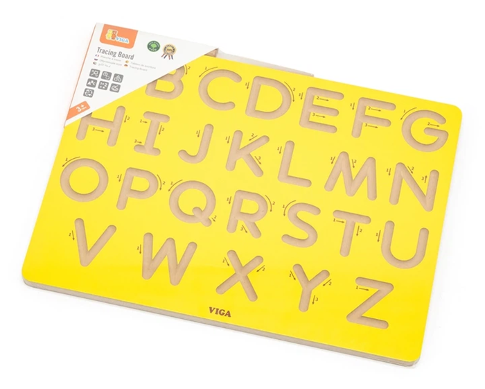 VIGA Wooden Uppercase Alphabet Tracing Board | Educational Toy for Kids Age 3+