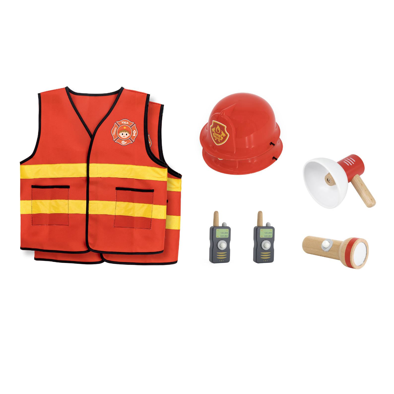 VIGA Firefighter Role Play Set for Kids Ages 3 and Up  8-Piece Costume and Accessory Set for Creative and Cooperative Play