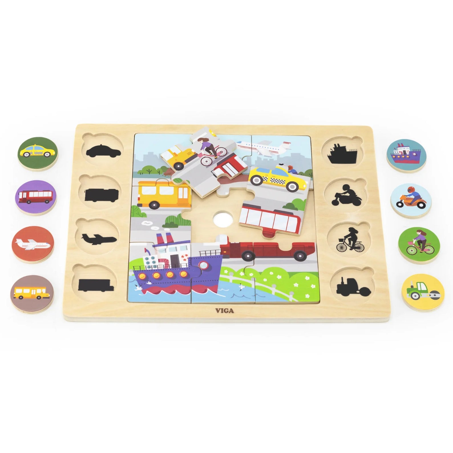 Viga Modes of Transportation, 17 Piece Jigsaw Puzzle, Montessori Wooden Toy, Develops Sensory, Cognitive & Fine Motor Skills, Non-Toxic & Eco-friendly Kids Educational Toy, Suitable for Children 18M+