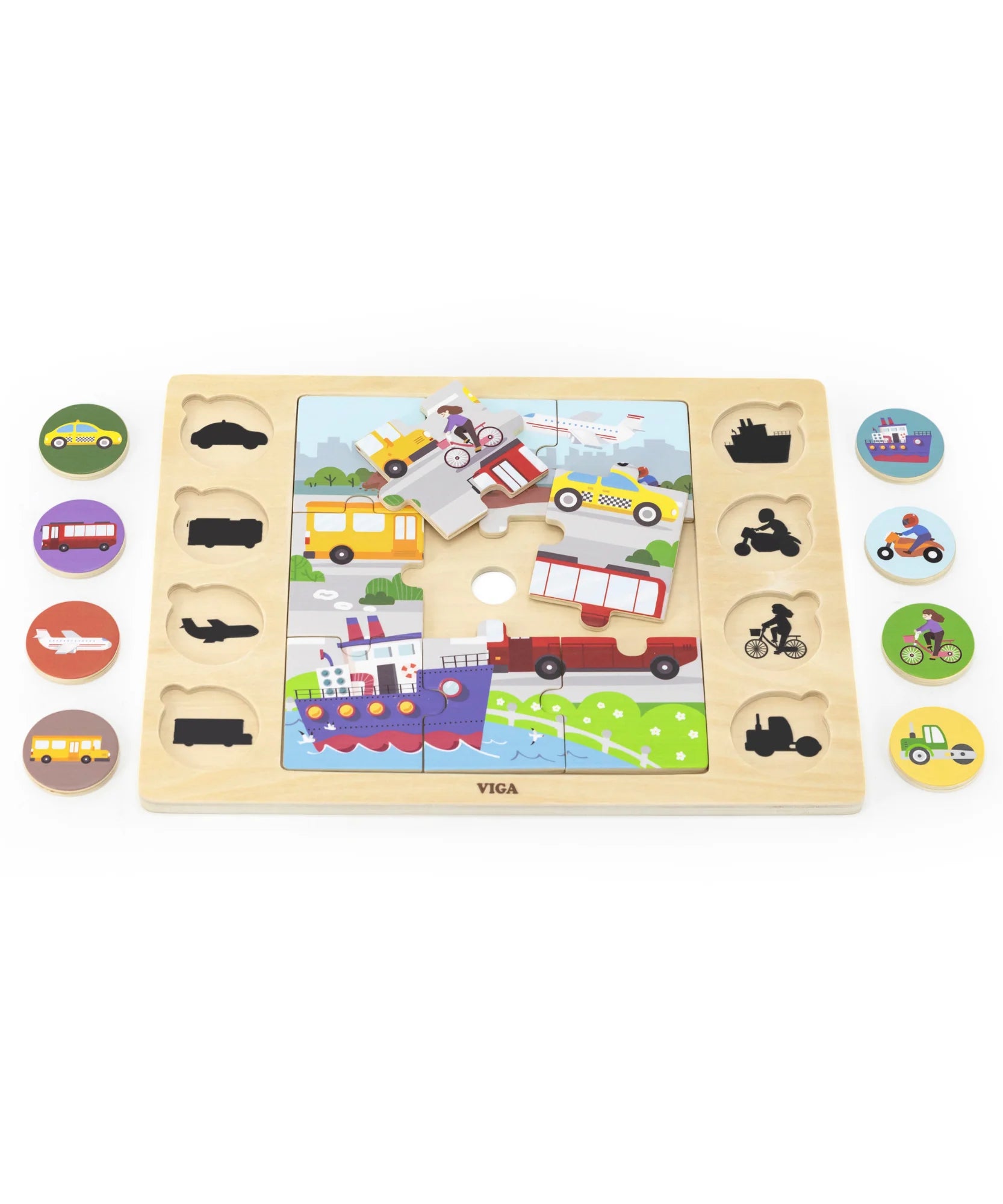 Viga Modes of Transportation, 17 Piece Jigsaw Puzzle, Montessori Wooden Toy, Develops Sensory, Cognitive & Fine Motor Skills, Non-Toxic & Eco-friendly Kids Educational Toy, Suitable for Children 18M+