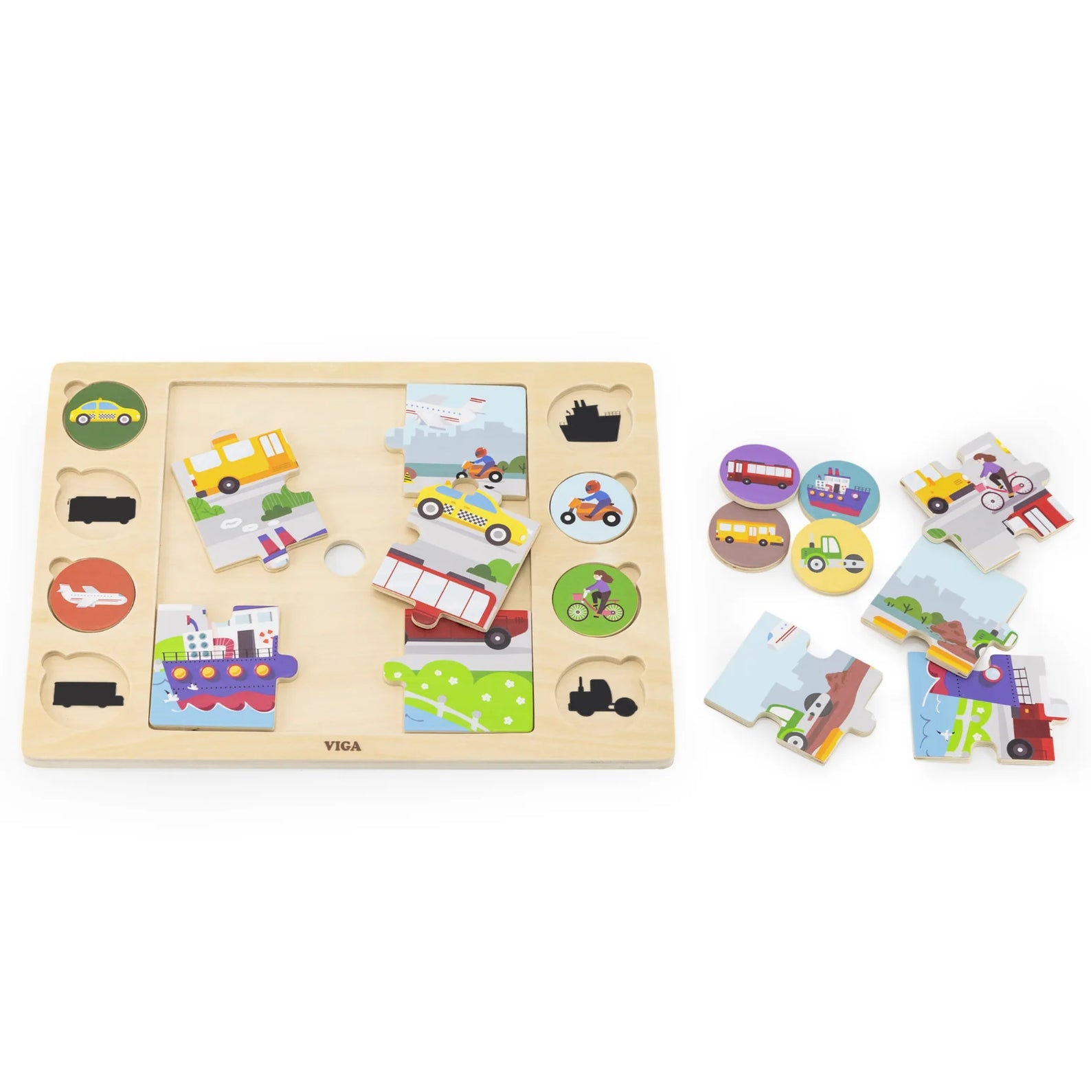 Viga Modes of Transportation, 17 Piece Jigsaw Puzzle, Montessori Wooden Toy, Develops Sensory, Cognitive & Fine Motor Skills, Non-Toxic & Eco-friendly Kids Educational Toy, Suitable for Children 18M+