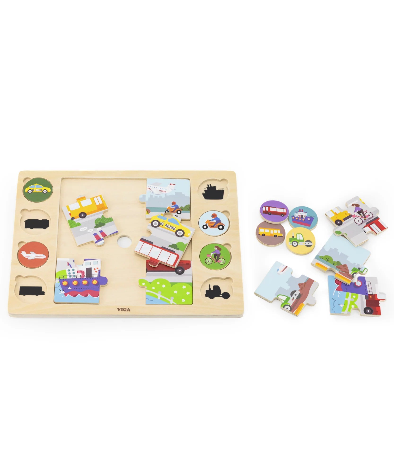 Viga Modes of Transportation, 17 Piece Jigsaw Puzzle, Montessori Wooden Toy, Develops Sensory, Cognitive & Fine Motor Skills, Non-Toxic & Eco-friendly Kids Educational Toy, Suitable for Children 18M+