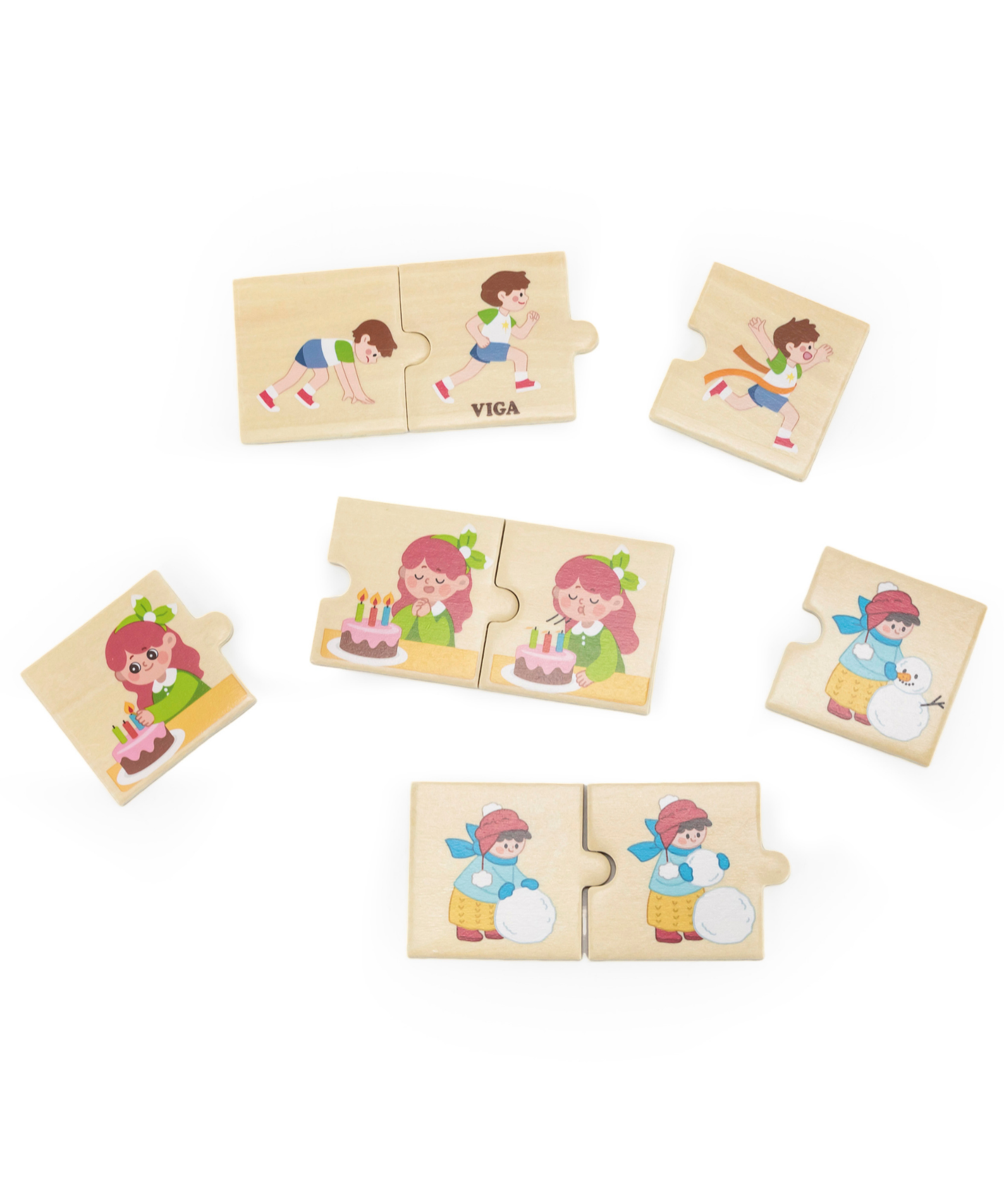 Viga Logical Sequences, Daily Activity, 24 Piece Mix & Match Puzzle, Montessori Wooden Toy, Develops Sensory, Cognitive & Fine Motor Skills, Non-Toxic & Eco-friendly Kids Educational Toy, 18M+