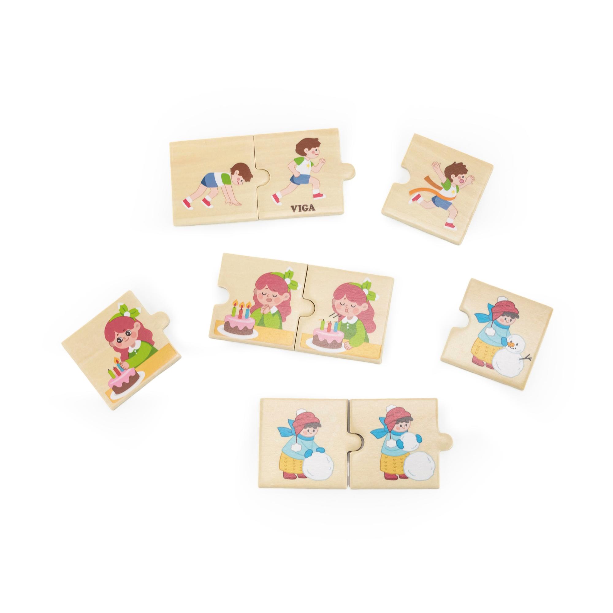 Viga Logical Sequences, Daily Activity, 24 Piece Mix & Match Puzzle, Montessori Wooden Toy, Develops Sensory, Cognitive & Fine Motor Skills, Non-Toxic & Eco-friendly Kids Educational Toy, 18M+