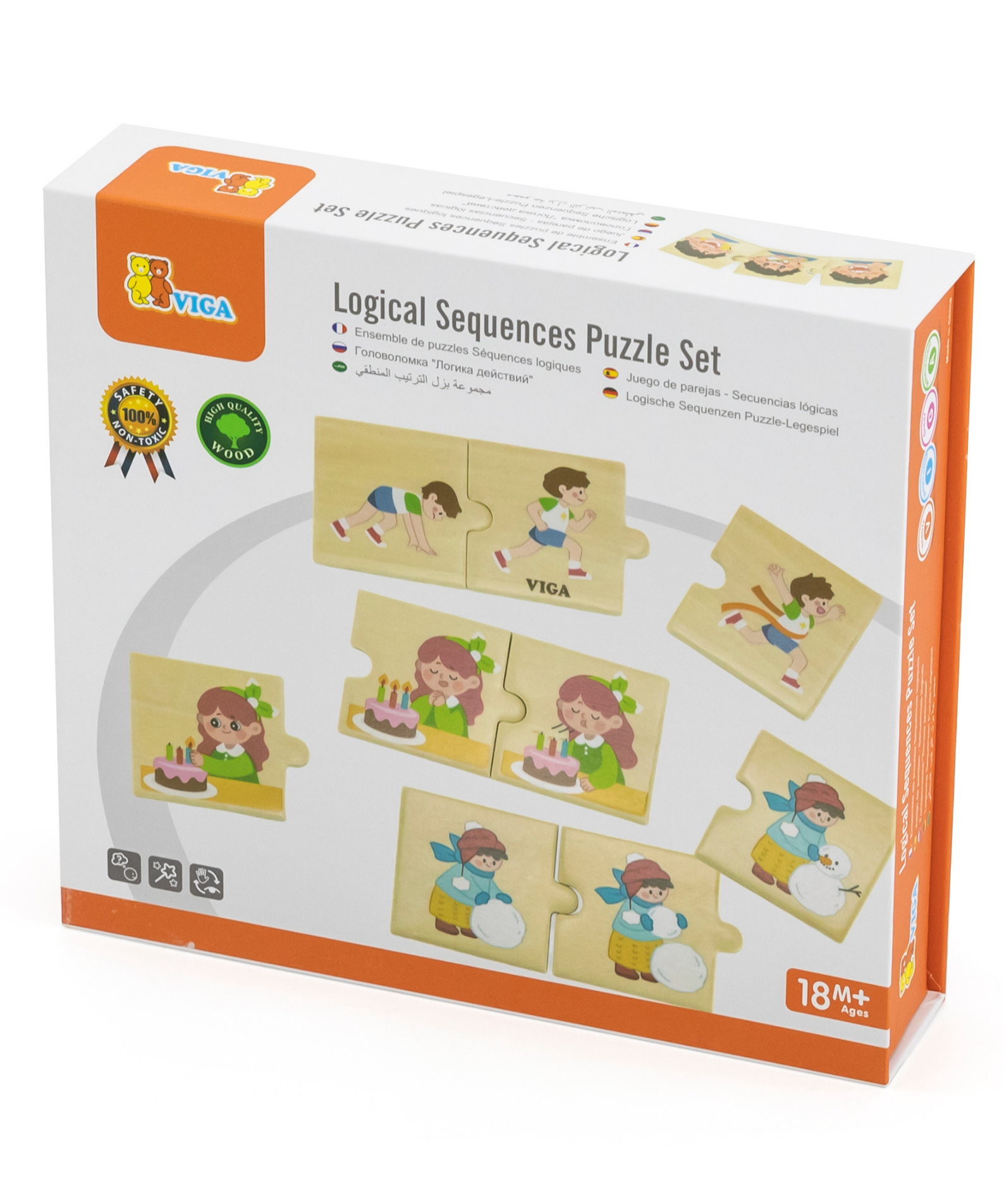 Viga Logical Sequences, Daily Activity, 24 Piece Mix & Match Puzzle, Montessori Wooden Toy, Develops Sensory, Cognitive & Fine Motor Skills, Non-Toxic & Eco-friendly Kids Educational Toy, 18M+