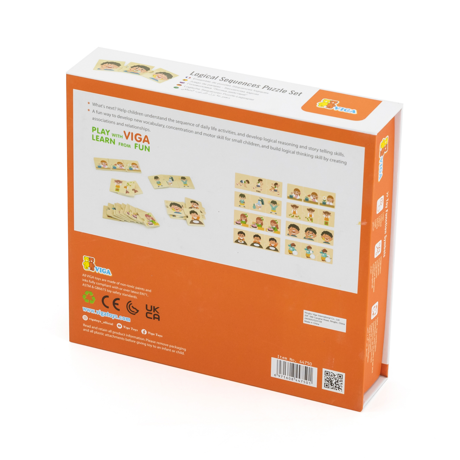 Viga Logical Sequences, Daily Activity, 24 Piece Mix & Match Puzzle, Montessori Wooden Toy, Develops Sensory, Cognitive & Fine Motor Skills, Non-Toxic & Eco-friendly Kids Educational Toy, 18M+