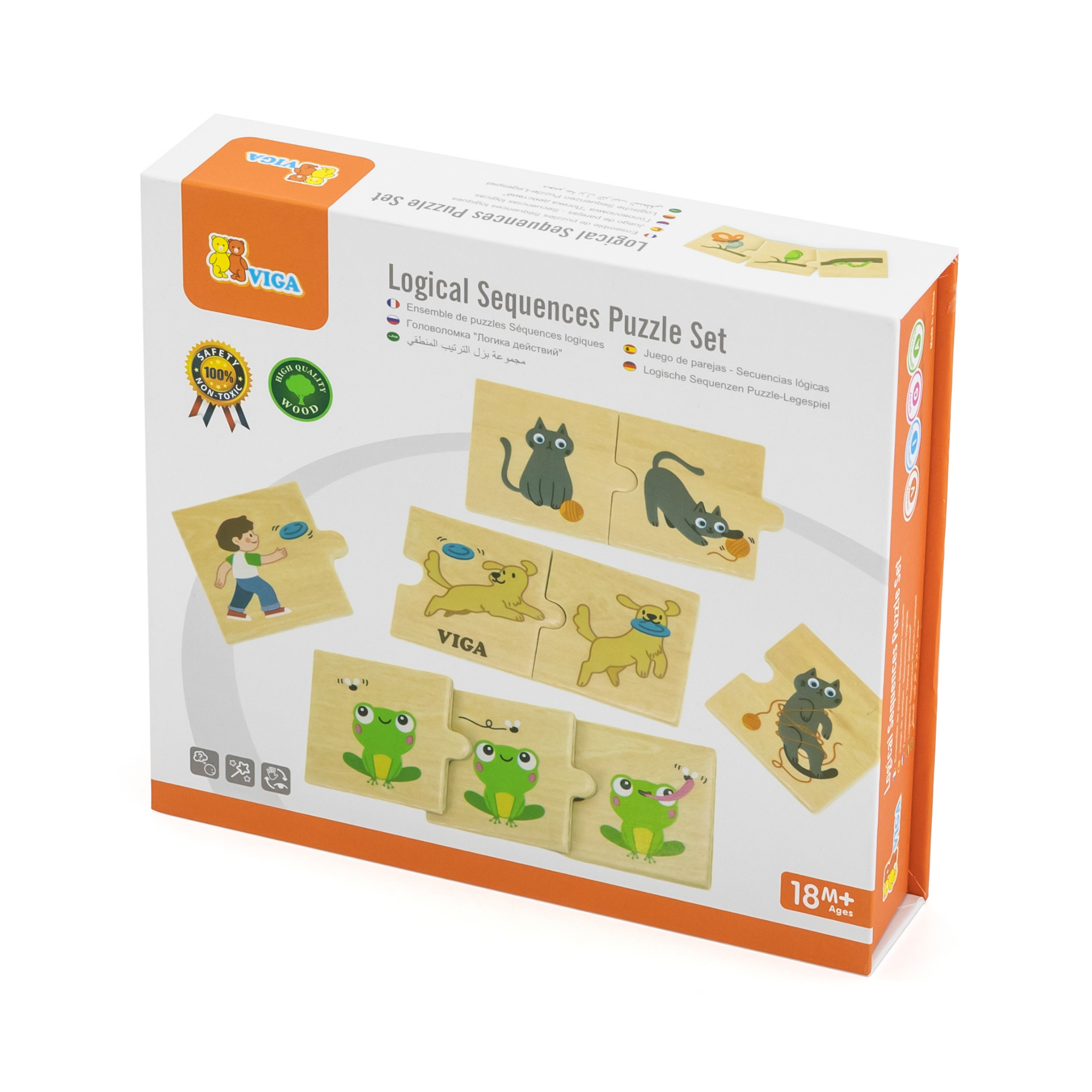Viga Logical Sequences, Animals & Nature, 24 Piece Mix & Match Puzzle, Montessori Wooden Toy, Develops Sensory, Cognitive & Fine Motor Skills, Non-Toxic & Eco-friendly Kids Educational Toy, 18M+