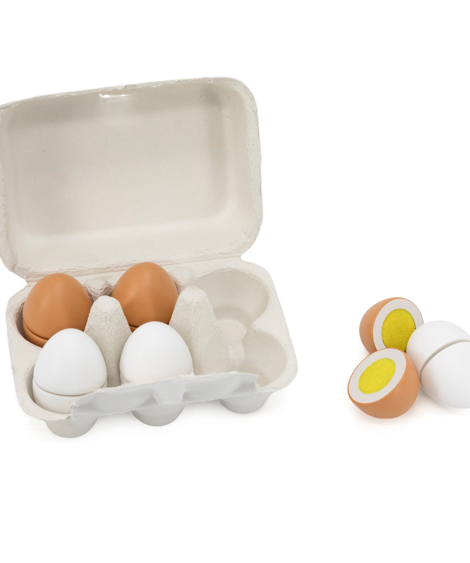 VIGA Wooden Eggs to Cut Set for Kids Aged 3 and Up  6-Piece Pretend Play Food with Carton  Safe Wooden Toy for Roleplay and Learning