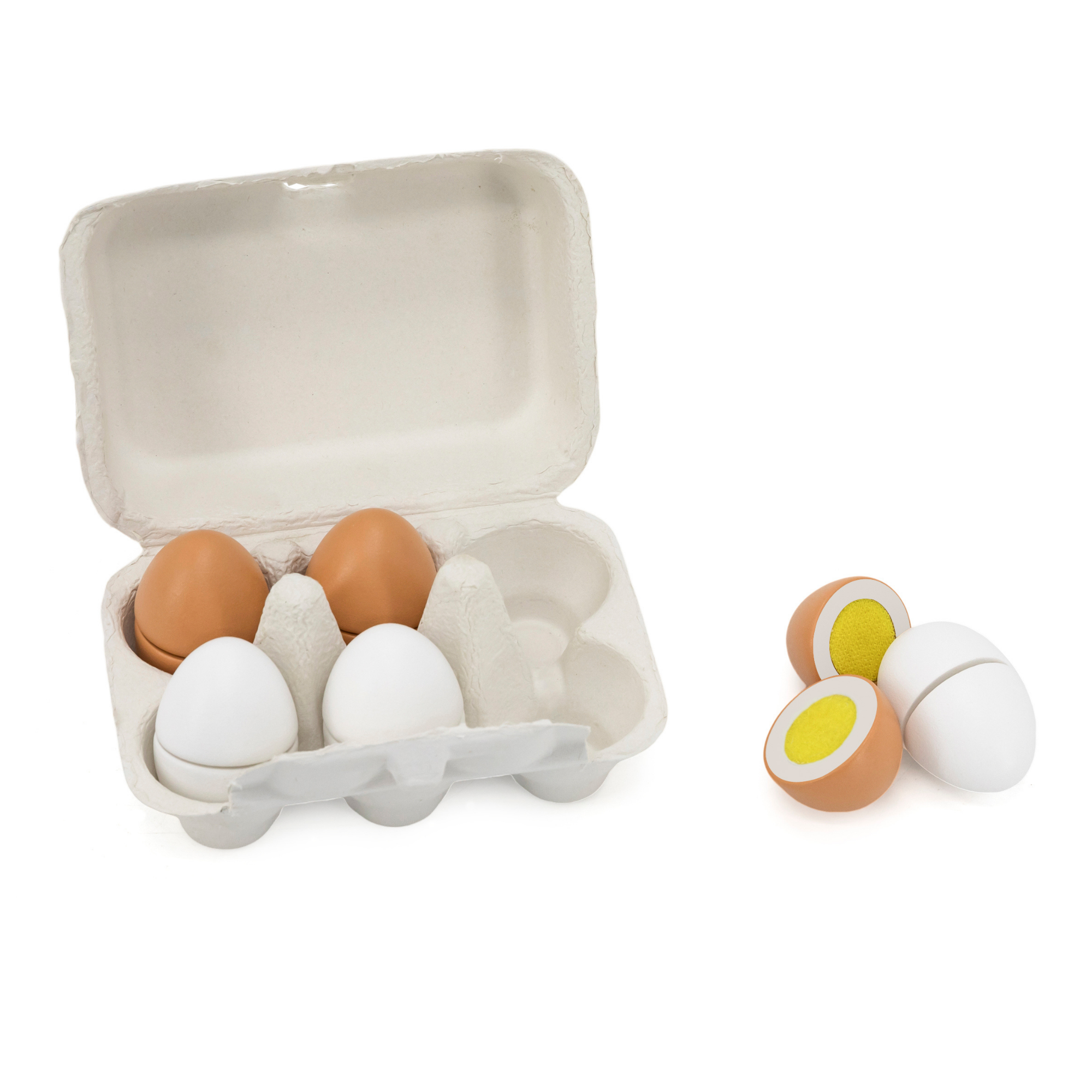 VIGA Wooden Eggs to Cut Set for Kids Aged 3 and Up  6-Piece Pretend Play Food with Carton  Safe Wooden Toy for Roleplay and Learning