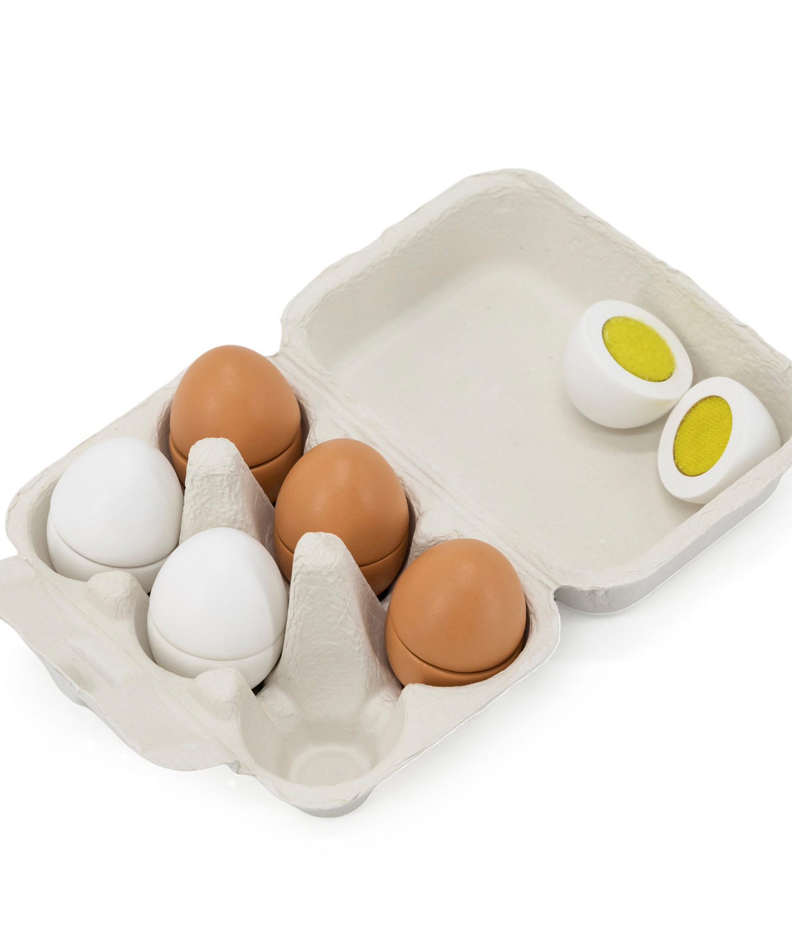 VIGA Wooden Eggs to Cut Set for Kids Aged 3 and Up  6-Piece Pretend Play Food with Carton  Safe Wooden Toy for Roleplay and Learning