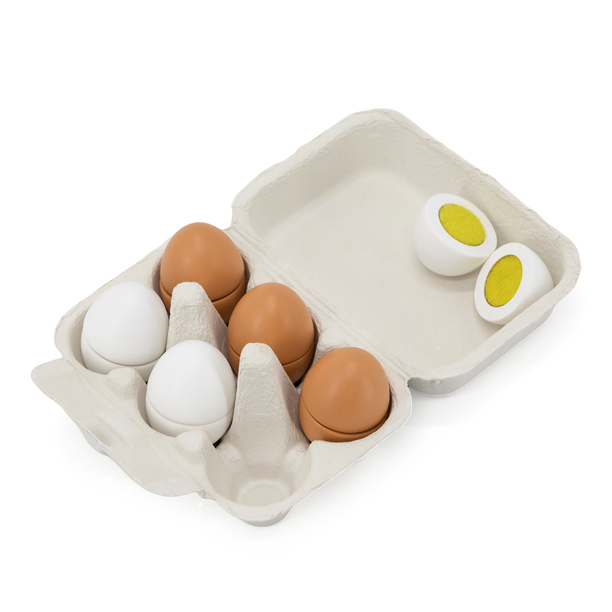 VIGA Wooden Eggs to Cut Set for Kids Aged 3 and Up  6-Piece Pretend Play Food with Carton  Safe Wooden Toy for Roleplay and Learning