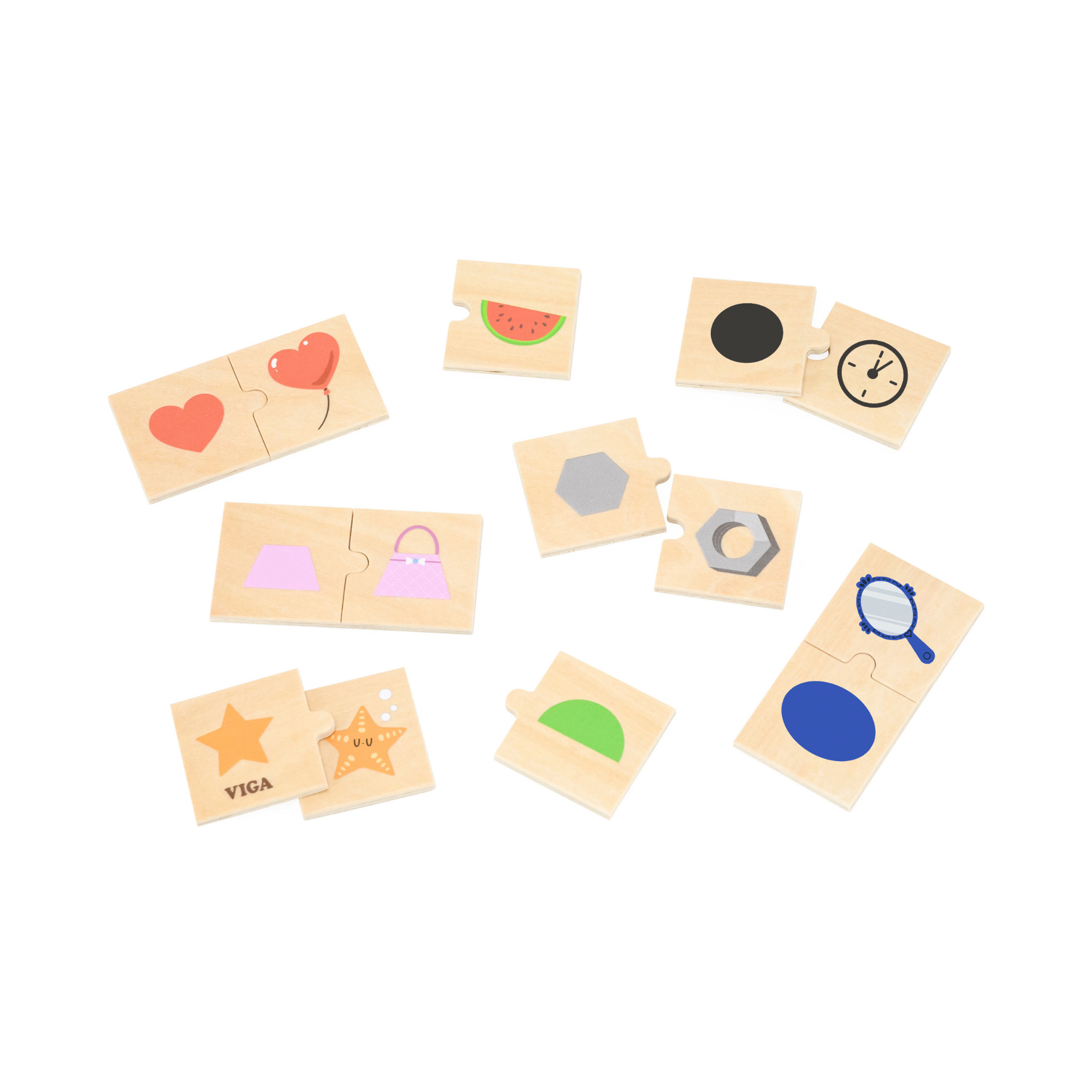 Viga Connecting Game, Shapes to Objects, 24 Piece Mix & Match Puzzle, Montessori Wooden Toy, Develops Sensory, Cognitive & Fine Motor Skills, Non-Toxic & Eco-friendly Kids Educational Toy, 18M+