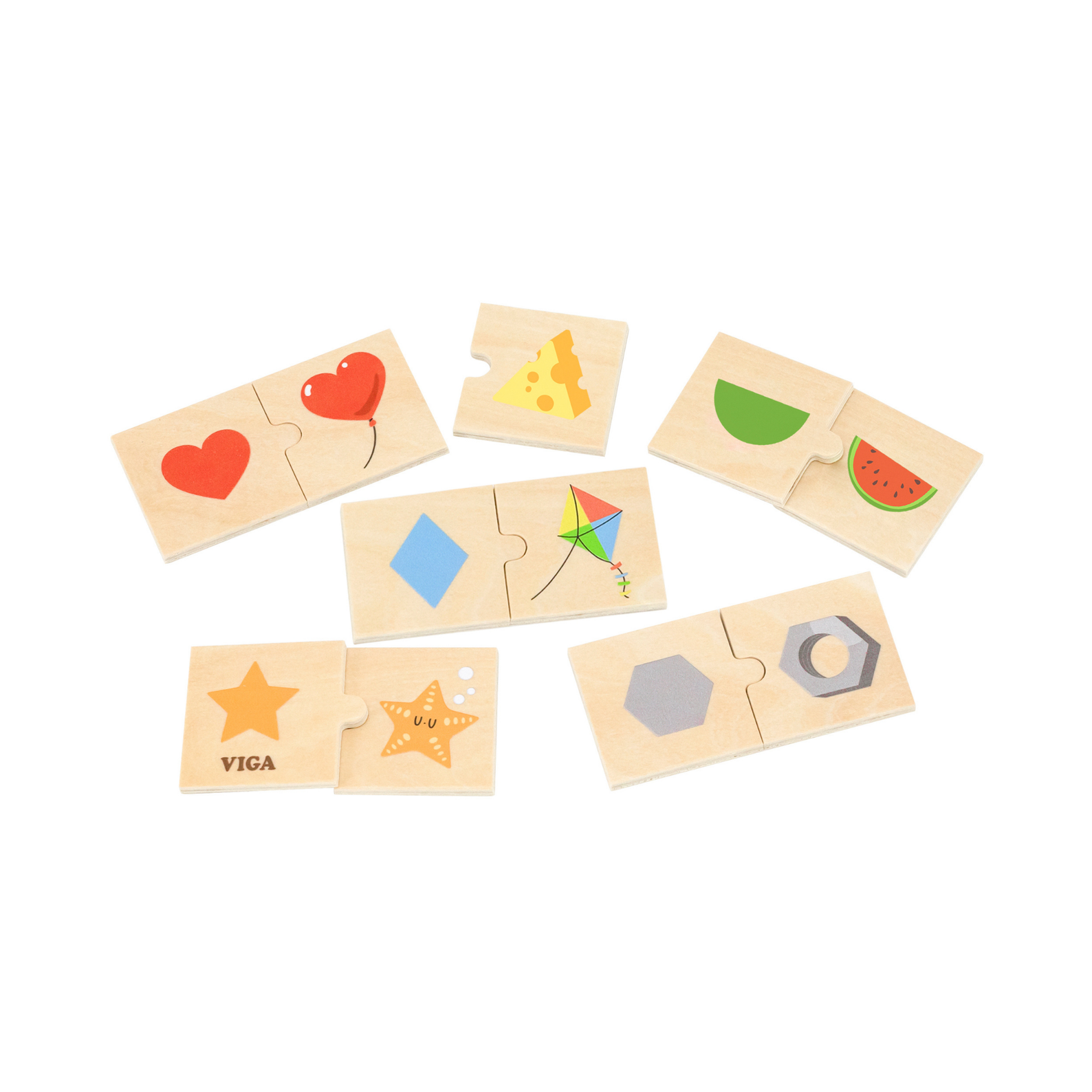 Viga Connecting Game, Shapes to Objects, 24 Piece Mix & Match Puzzle, Montessori Wooden Toy, Develops Sensory, Cognitive & Fine Motor Skills, Non-Toxic & Eco-friendly Kids Educational Toy, 18M+