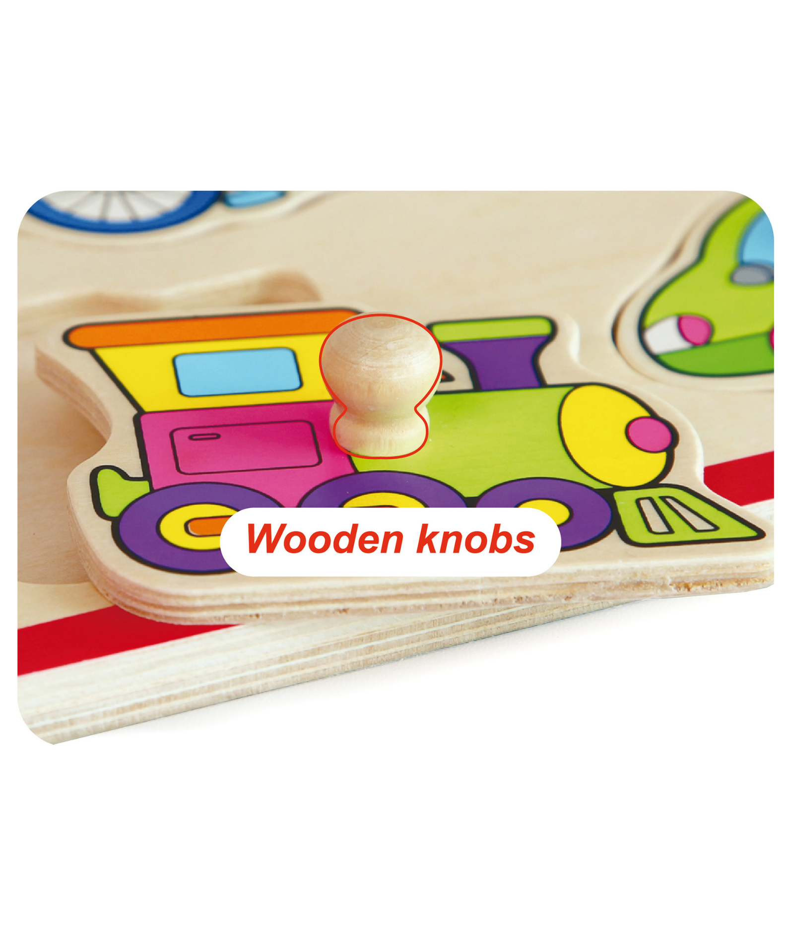 Viga Transports, 8 Piece Knob Puzzle, Montessori Wooden Toy, Develops Sensory, Cognitive & Fine Motor Skills, Non-Toxic & Eco-friendly Kids Educational Toy, Suitable for Boys and Girls Aged 18M+