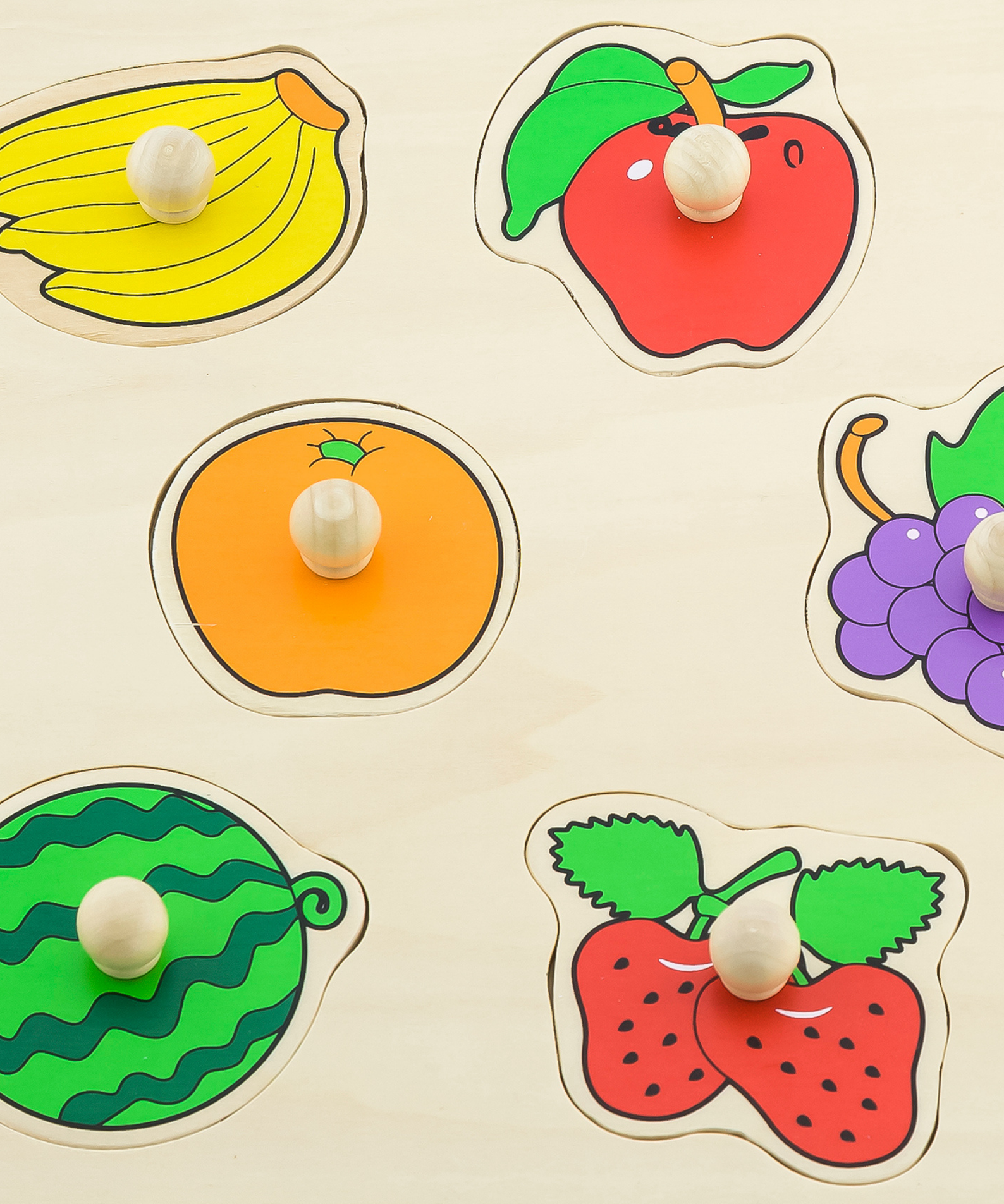 Viga Fruit, 8 Piece Knob Puzzle, Montessori Wooden Toy, Develops Sensory, Cognitive & Fine Motor Skills, Non-Toxic & Eco-friendly Kids Educational Toy, Suitable for Boys and Girls Aged 18M+