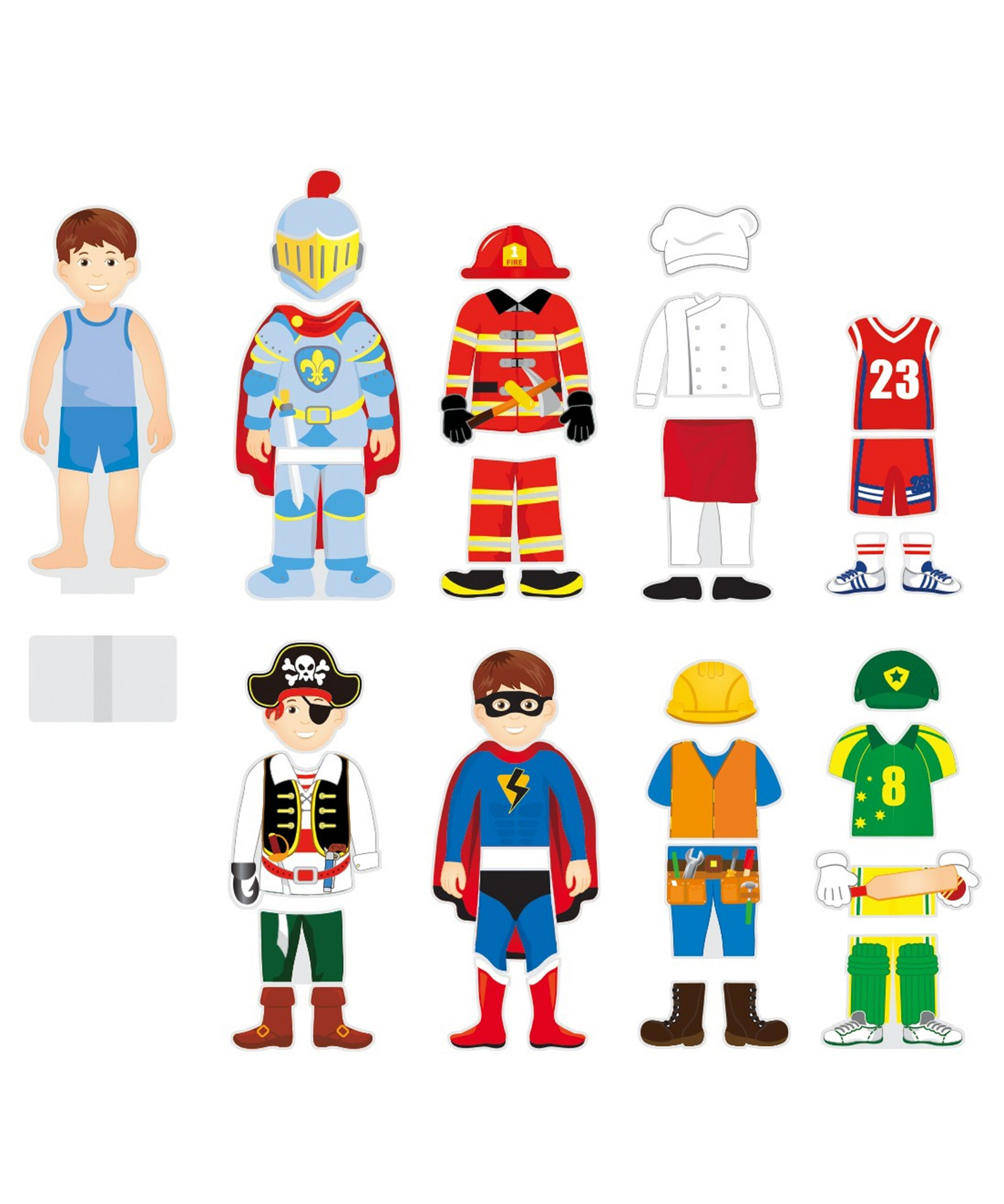 VIGA Wooden Magnetic Dress Up Boy  8 Outfits with Stand  Pretend Play Educational Toy for Imagination and Coordination  Ages 3 and Up