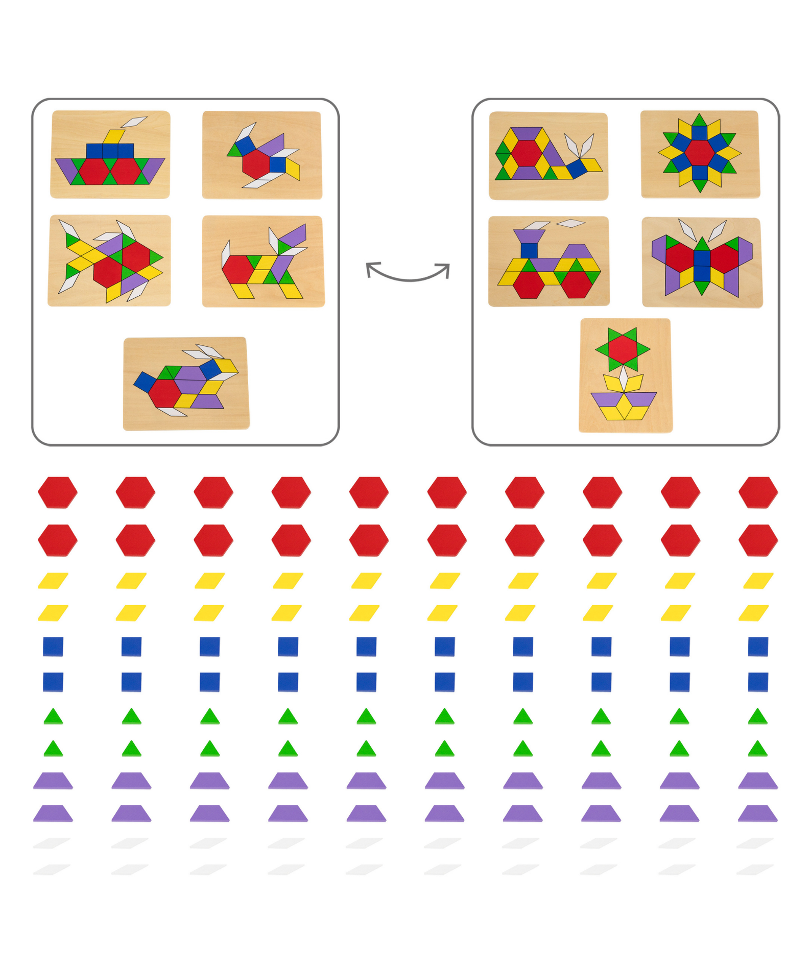 Viga Pattern Board & Block, 120 Piece Geometric Block Puzzle, Montessori Wooden Toy, Develops Sensory, Cognitive & Fine Motor Skills, Non-Toxic & Eco-friendly Kids Educational Toy, 3Y+