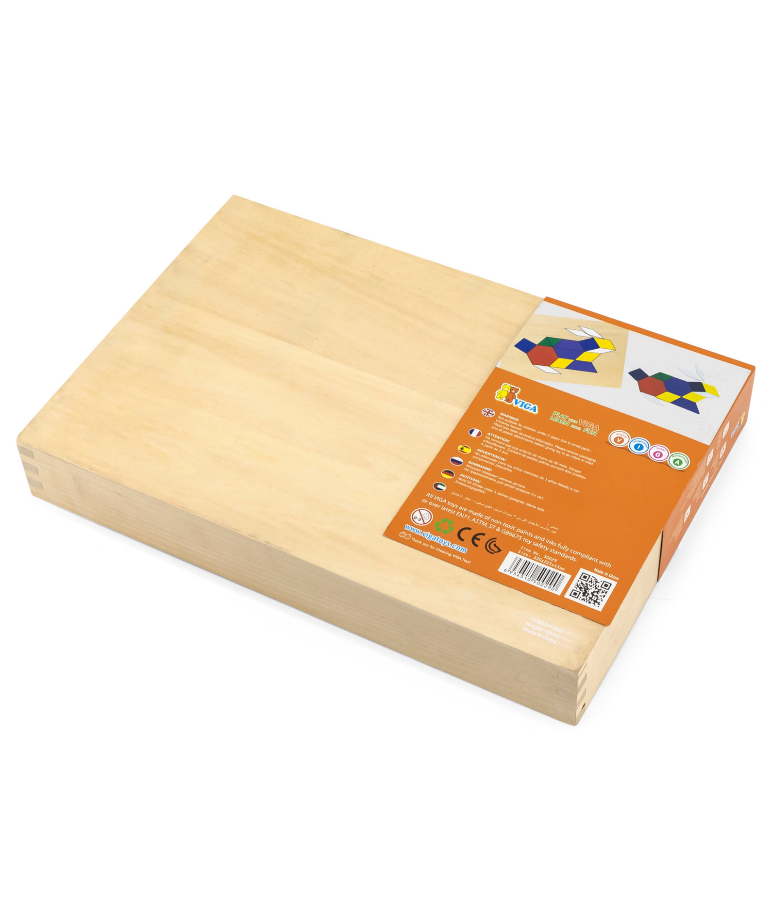 Viga Pattern Board & Block, 120 Piece Geometric Block Puzzle, Montessori Wooden Toy, Develops Sensory, Cognitive & Fine Motor Skills, Non-Toxic & Eco-friendly Kids Educational Toy, 3Y+