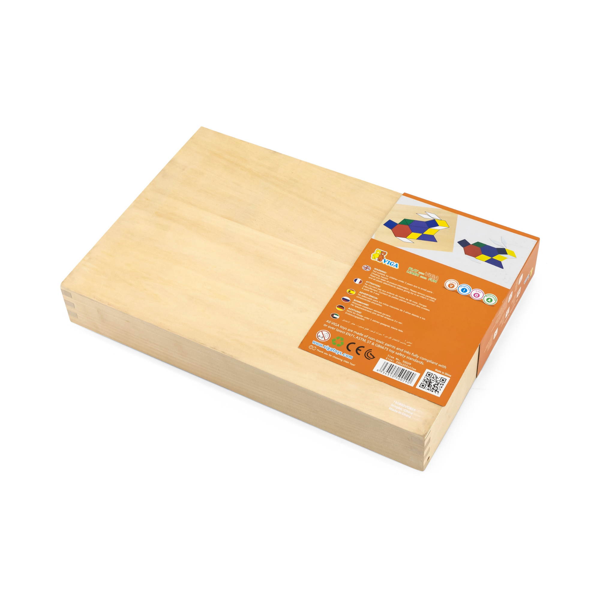 Viga Pattern Board & Block, 120 Piece Geometric Block Puzzle, Montessori Wooden Toy, Develops Sensory, Cognitive & Fine Motor Skills, Non-Toxic & Eco-friendly Kids Educational Toy, 3Y+