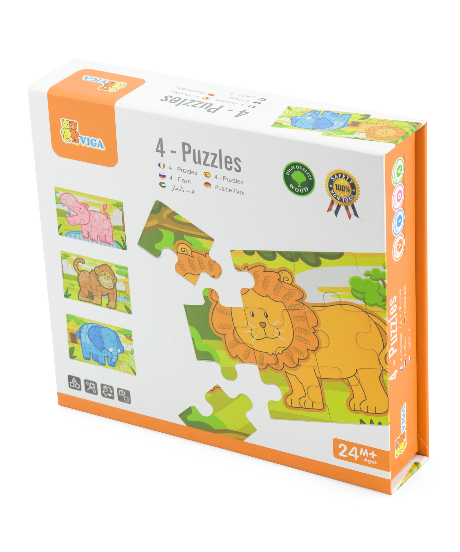 Viga Jungle Set, 48 Piece Jigsaw Puzzle, Montessori Wooden Toy, Develops Sensory, Cognitive & Fine Motor Skills, Non-Toxic & Eco-friendly Kids Educational Toy, Suitable for Boys and Girls Aged 2Y+