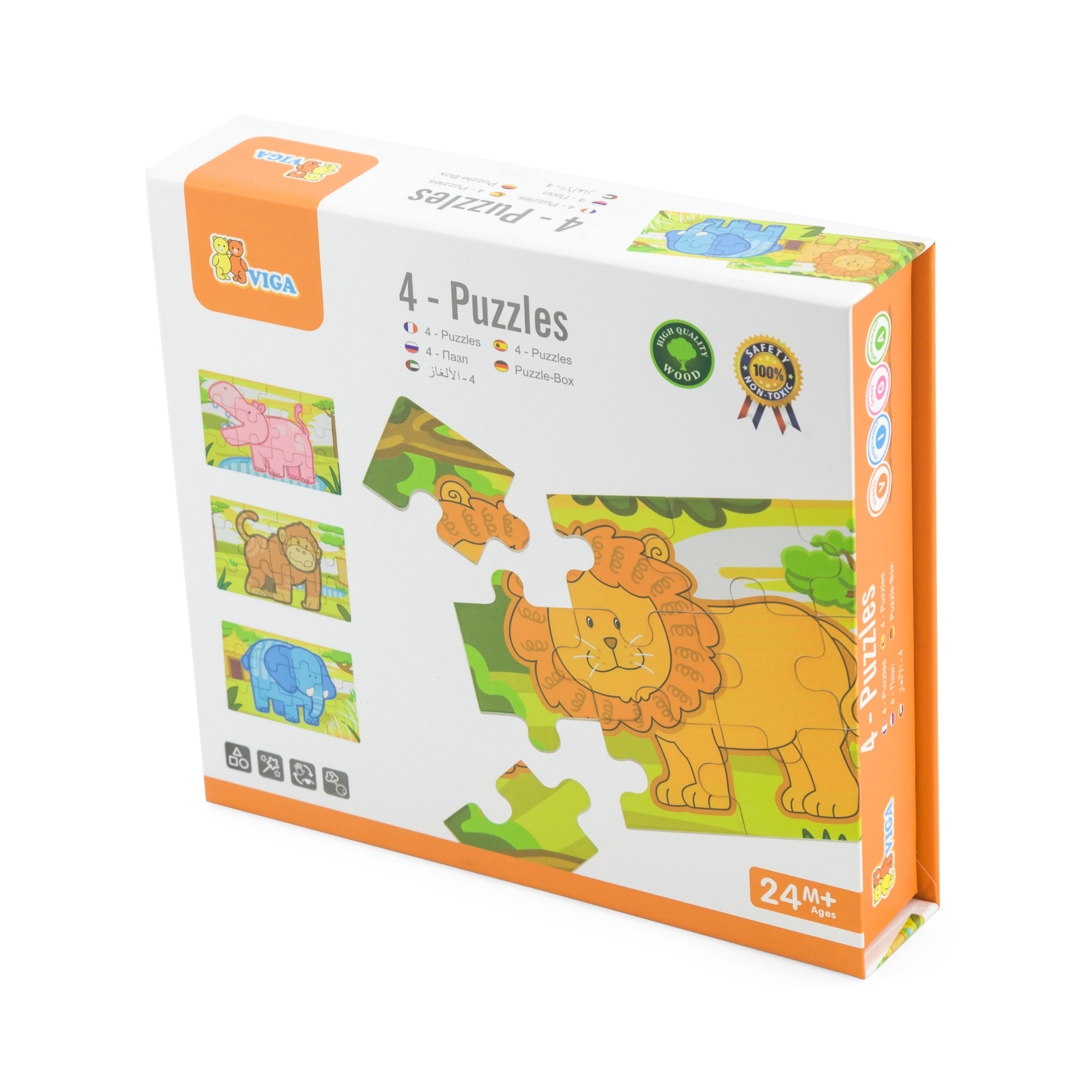 Viga Jungle Set, 48 Piece Jigsaw Puzzle, Montessori Wooden Toy, Develops Sensory, Cognitive & Fine Motor Skills, Non-Toxic & Eco-friendly Kids Educational Toy, Suitable for Boys and Girls Aged 2Y+