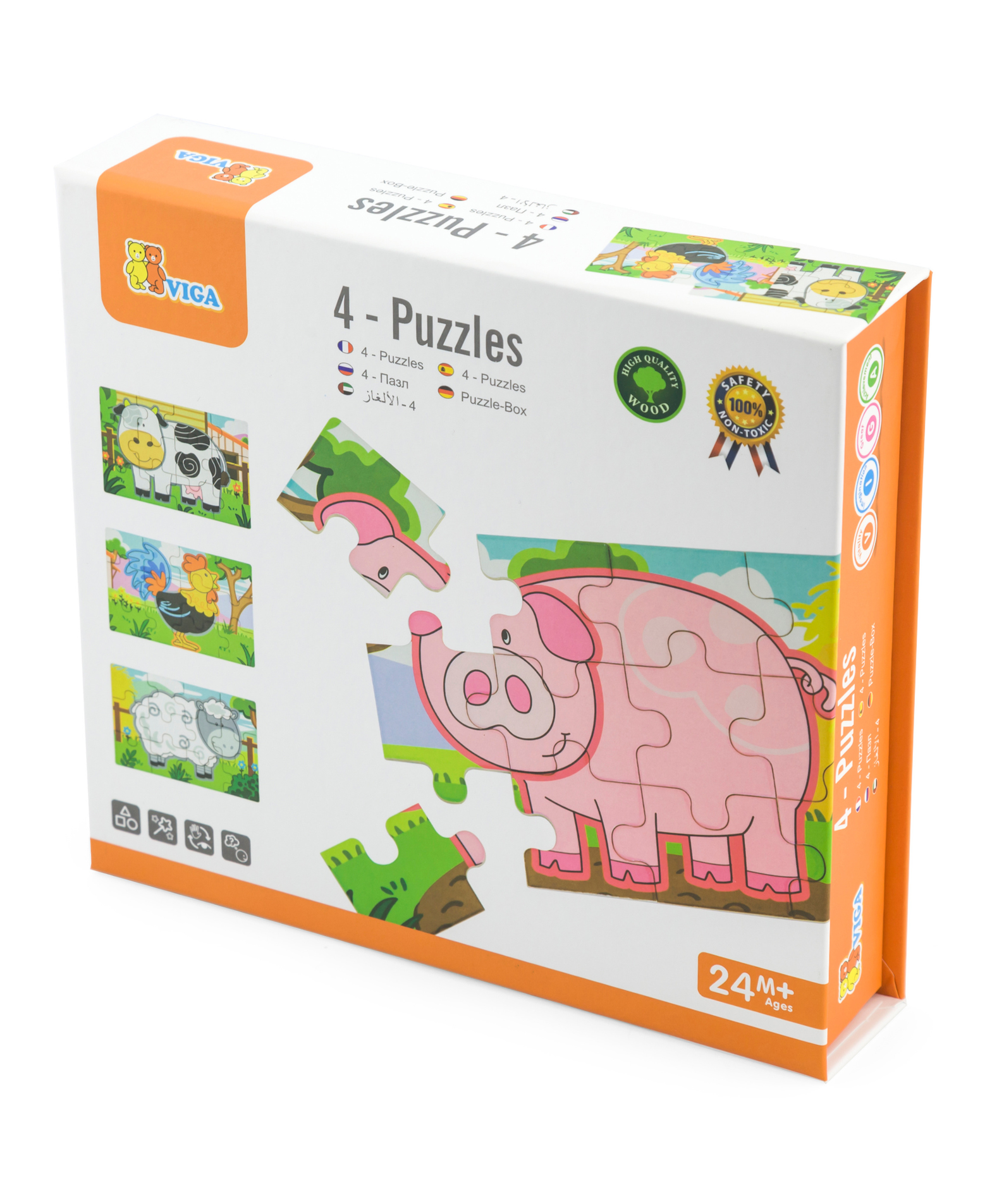 Viga Farm Set, 48 Piece Jigsaw Puzzle, Montessori Wooden Toy, Develops Sensory, Cognitive & Fine Motor Skills, Non-Toxic & Eco-friendly Kids Educational Toy, Suitable for Boys and Girls Aged 2Y+