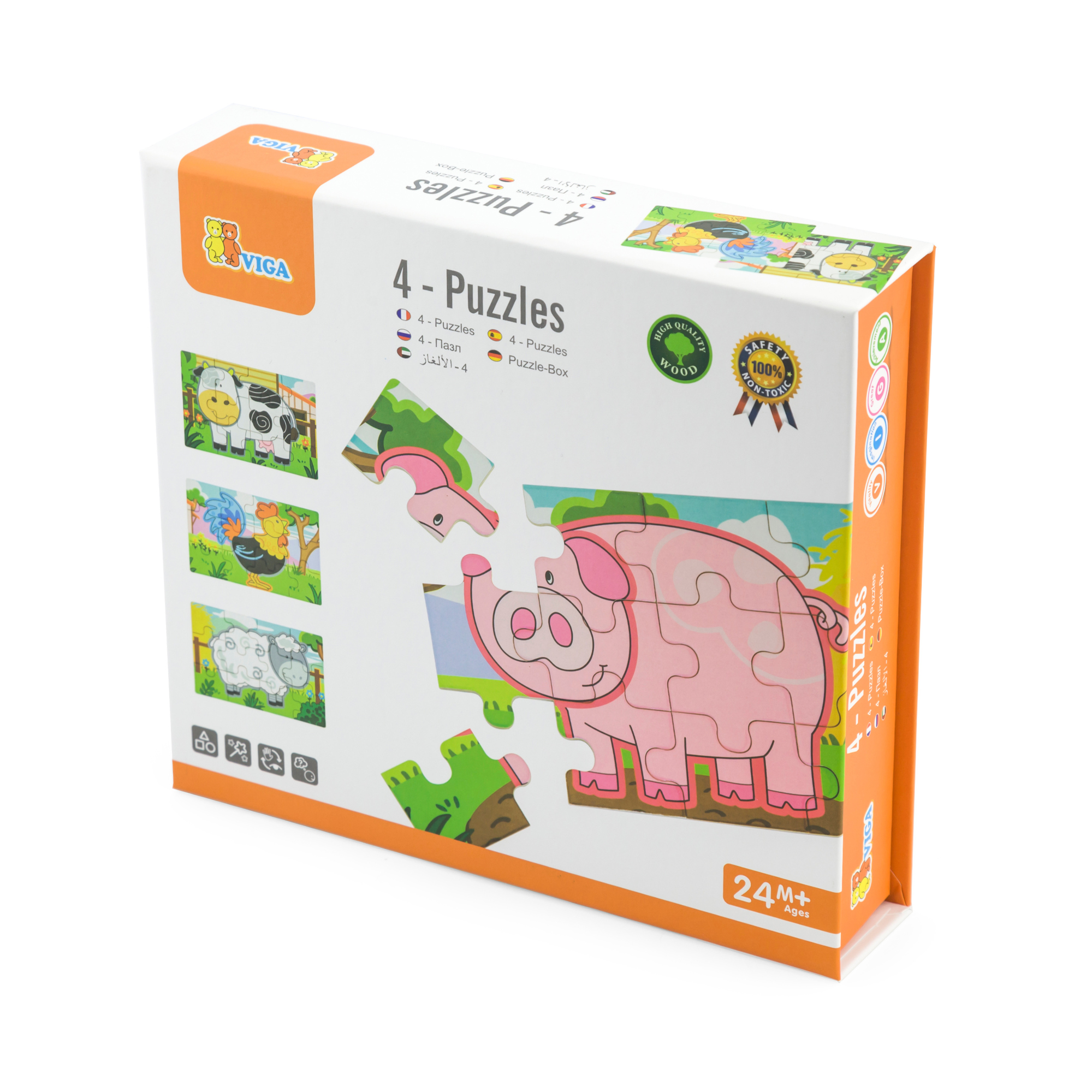 Viga Farm Set, 48 Piece Jigsaw Puzzle, Montessori Wooden Toy, Develops Sensory, Cognitive & Fine Motor Skills, Non-Toxic & Eco-friendly Kids Educational Toy, Suitable for Boys and Girls Aged 2Y+