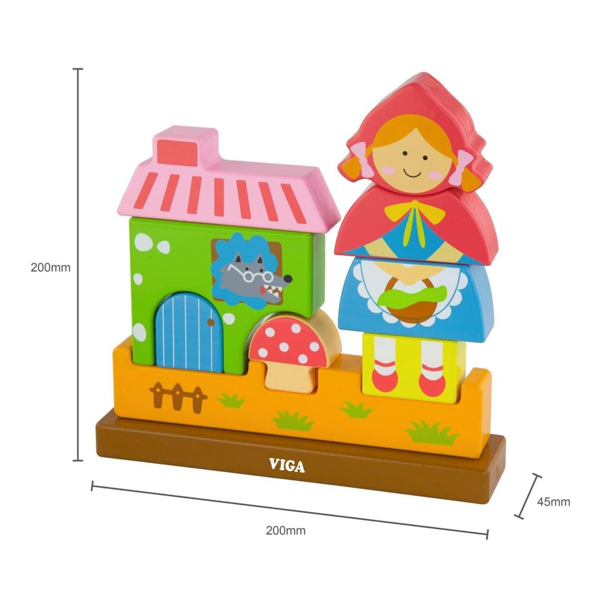 Viga Red Riding Hood, 10 Piece Magnetic Block Puzzle, Montessori Wooden Toy, Develops Sensory, Cognitive & Fine Motor Skills, Non-Toxic & Eco-friendly Kids Educational Toy, Suitable for Children 2Y+