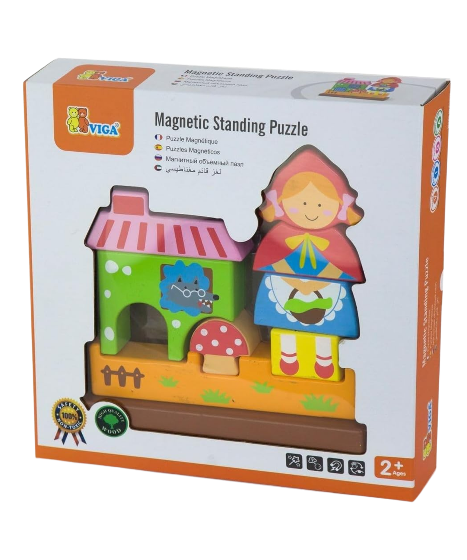 Viga Red Riding Hood, 10 Piece Magnetic Block Puzzle, Montessori Wooden Toy, Develops Sensory, Cognitive & Fine Motor Skills, Non-Toxic & Eco-friendly Kids Educational Toy, Suitable for Children 2Y+