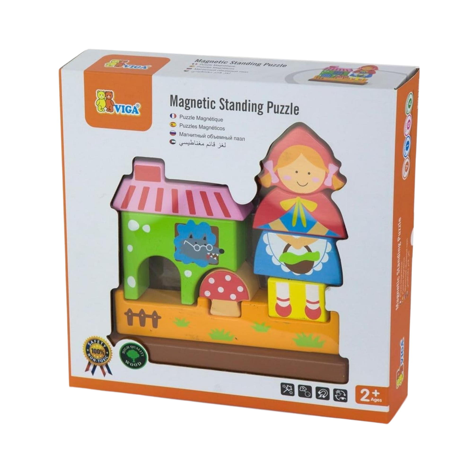 Viga Red Riding Hood, 10 Piece Magnetic Block Puzzle, Montessori Wooden Toy, Develops Sensory, Cognitive & Fine Motor Skills, Non-Toxic & Eco-friendly Kids Educational Toy, Suitable for Children 2Y+