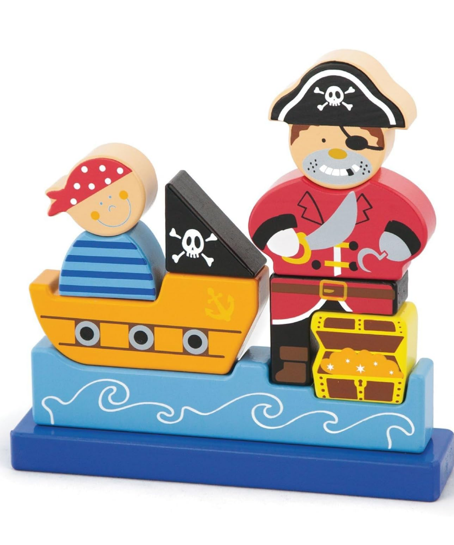 Viga Pirate, 10 Piece Magnetic Block Puzzle, Montessori Wooden Toy, Develops Sensory, Cognitive & Fine Motor Skills, Non-Toxic & Eco-friendly Kids Educational Toy, Suitable for Children Aged 2Y+