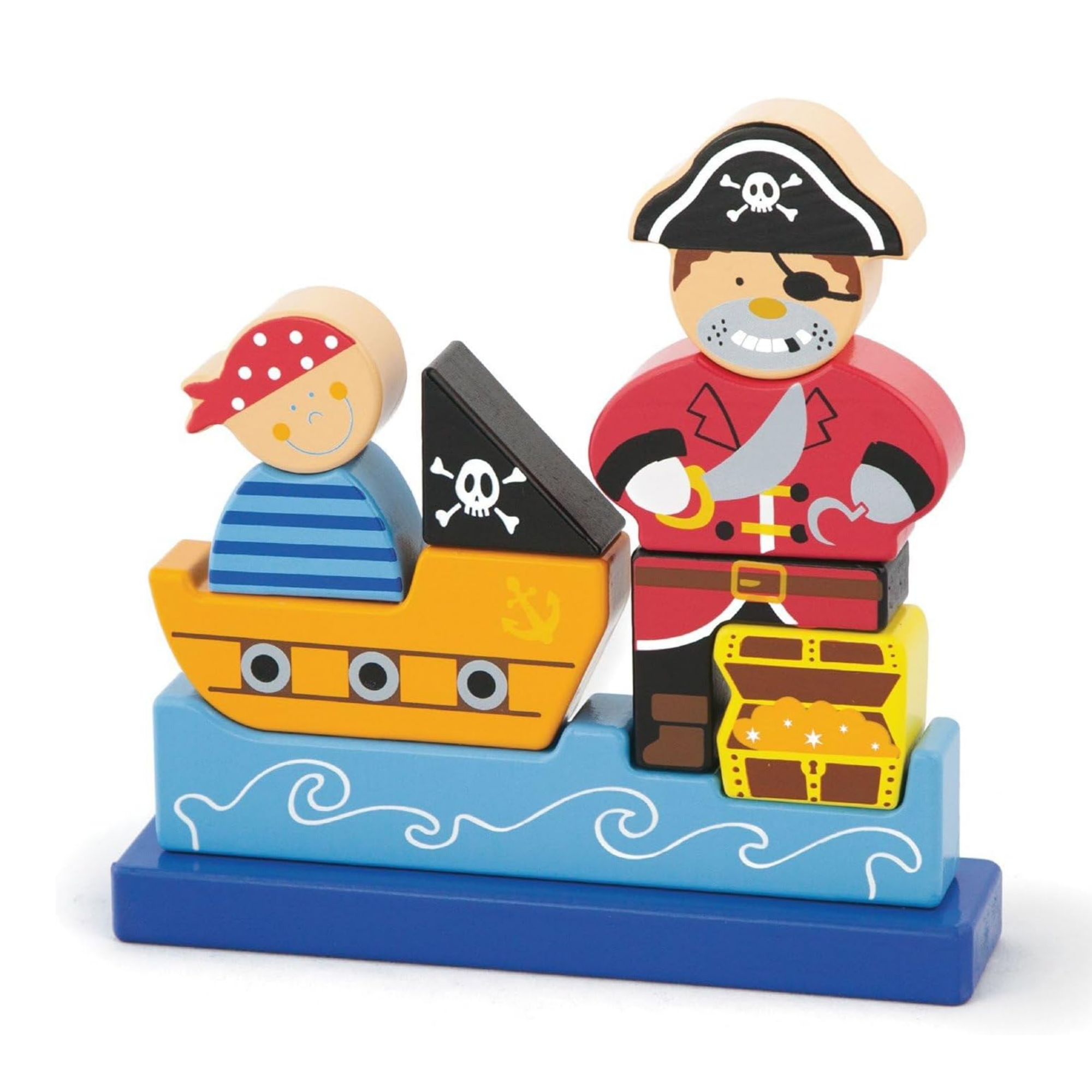 Viga Pirate, 10 Piece Magnetic Block Puzzle, Montessori Wooden Toy, Develops Sensory, Cognitive & Fine Motor Skills, Non-Toxic & Eco-friendly Kids Educational Toy, Suitable for Children Aged 2Y+