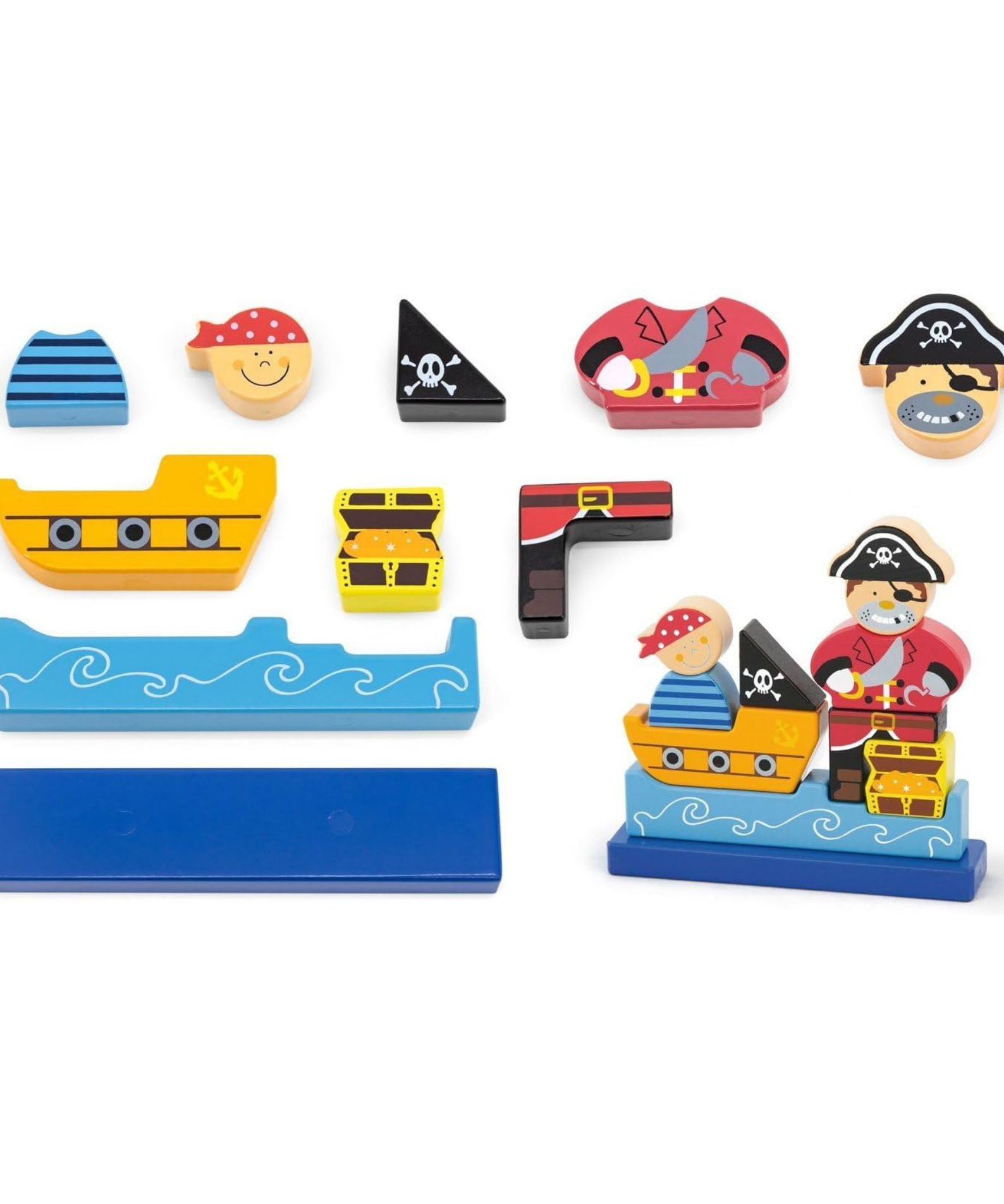 Viga Pirate, 10 Piece Magnetic Block Puzzle, Montessori Wooden Toy, Develops Sensory, Cognitive & Fine Motor Skills, Non-Toxic & Eco-friendly Kids Educational Toy, Suitable for Children Aged 2Y+