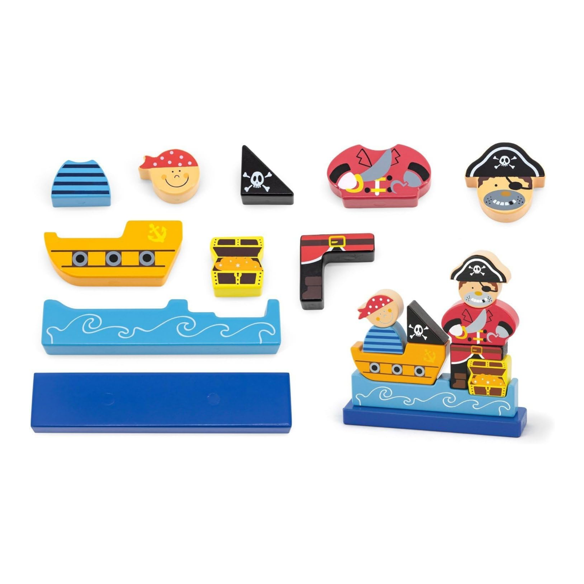 Viga Pirate, 10 Piece Magnetic Block Puzzle, Montessori Wooden Toy, Develops Sensory, Cognitive & Fine Motor Skills, Non-Toxic & Eco-friendly Kids Educational Toy, Suitable for Children Aged 2Y+