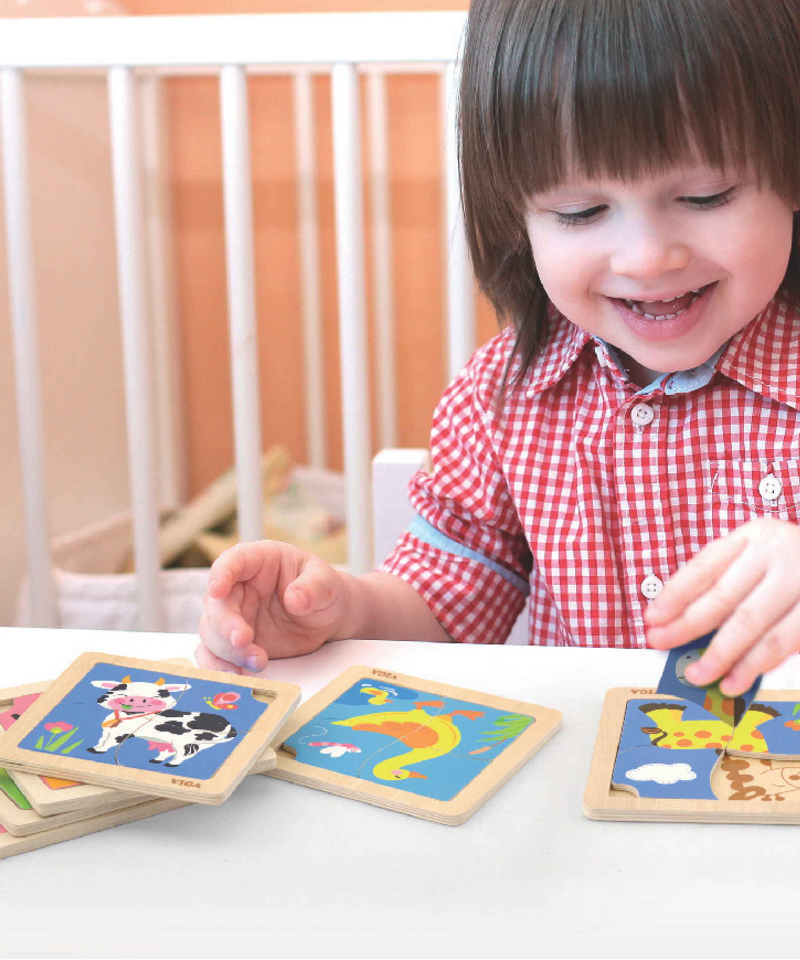 Viga Fish, 4 Piece Block Puzzle, Montessori Wooden Toy, Develops Sensory, Cognitive & Fine Motor Skills, Non-Toxic & Eco-friendly Kids Educational Toy, Suitable for Boys and Girls Aged 12M+