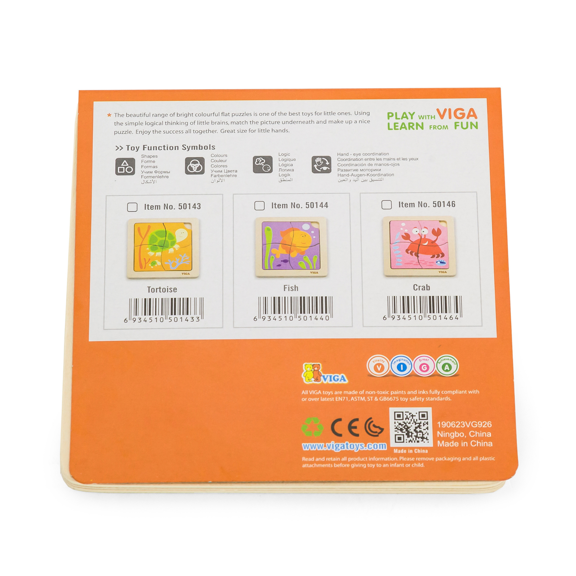 Viga Fish, 4 Piece Block Puzzle, Montessori Wooden Toy, Develops Sensory, Cognitive & Fine Motor Skills, Non-Toxic & Eco-friendly Kids Educational Toy, Suitable for Boys and Girls Aged 12M+