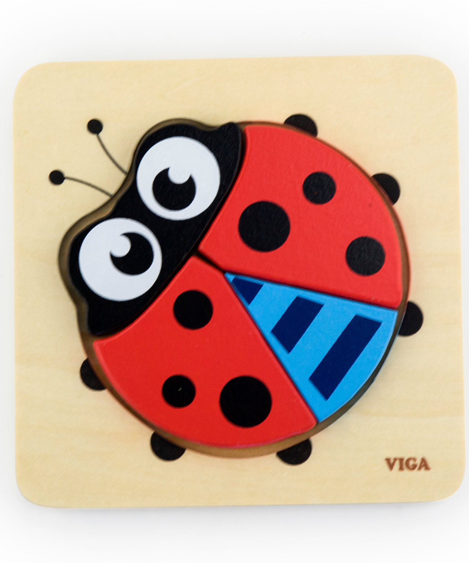 Viga Lady Bird, 4 Piece Block Puzzle, Montessori Wooden Toy, Develops Sensory, Cognitive & Fine Motor Skills, Non-Toxic & Eco-friendly Kids Educational Toy, Suitable for Boys and Girls Aged 18M+